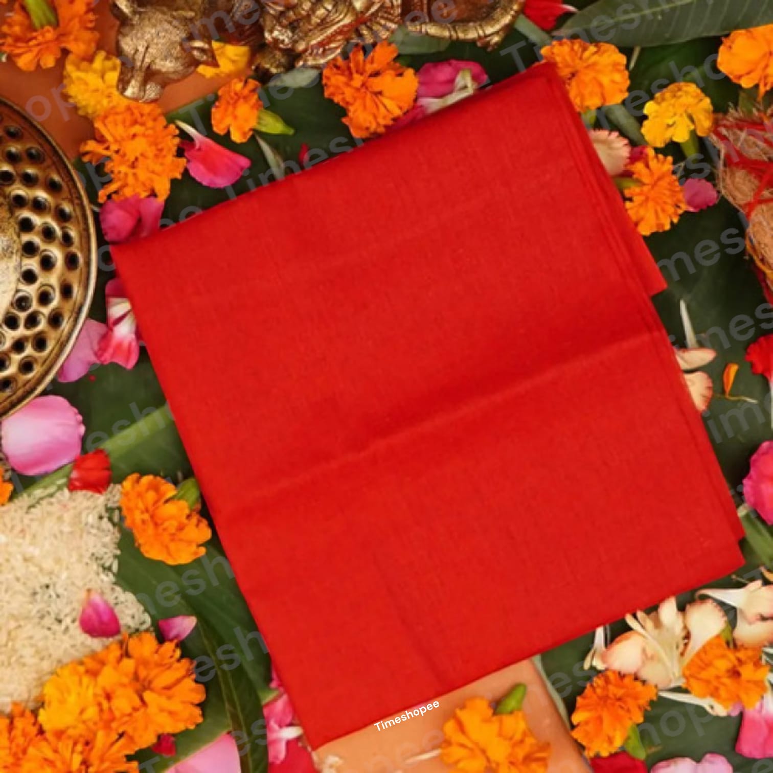 Lal Kapda, Red Cloth for Pooja, 1.25 Meter Worship Cloth, ideal for religious rituals and offerings - Timeshopee