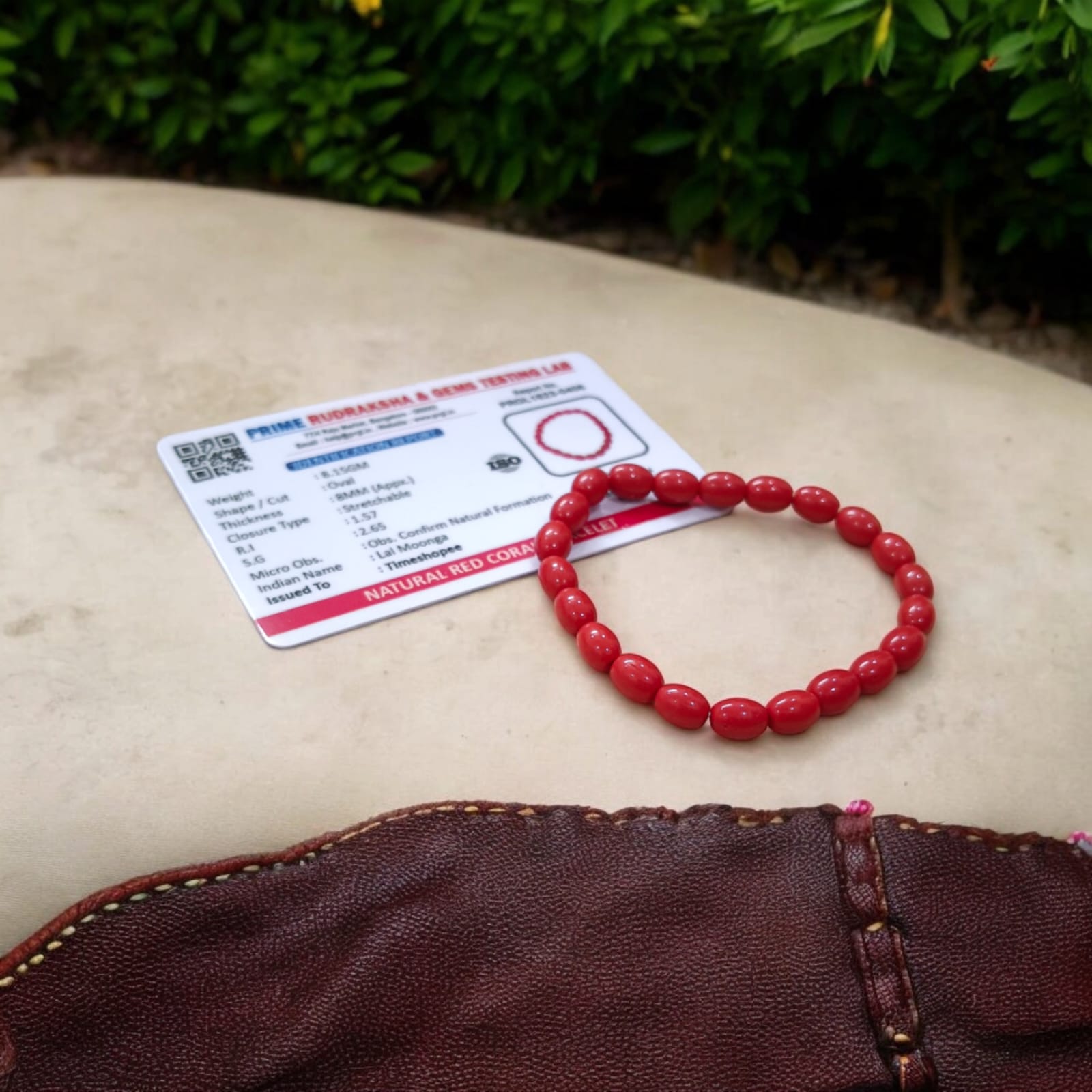 Lal Monga bracelet, lab certified red coral, from Timeshopee