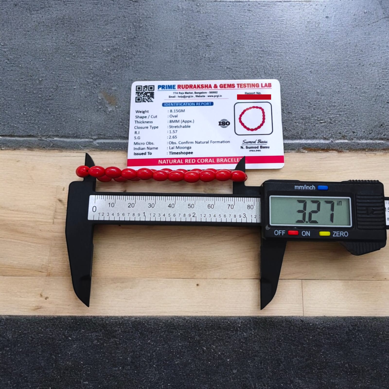 Lal Monga bracelet, lab certified red coral, from Timeshopee