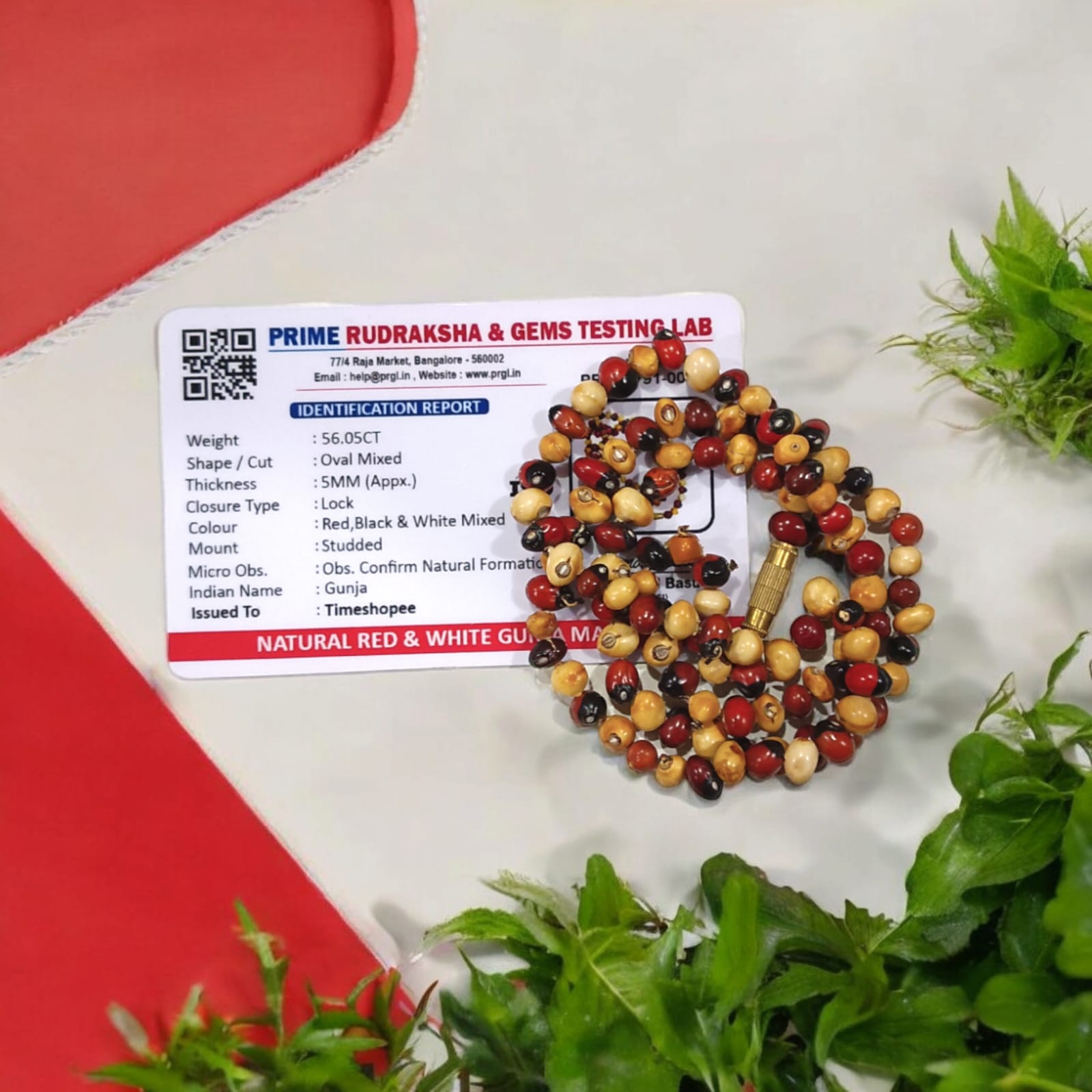 Lal Safed Gunja Mala | Lab Certified | Timeshopee