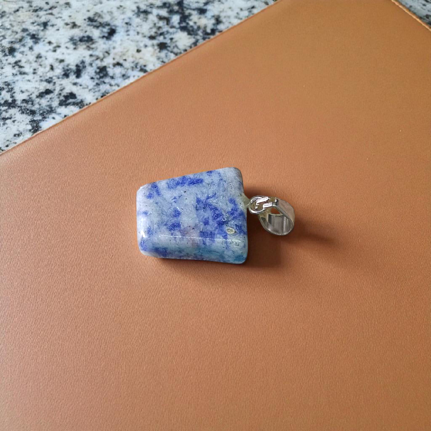 Lapis Lazuli Pendant with White Metal Chain | Lab Certified | Timeshopee