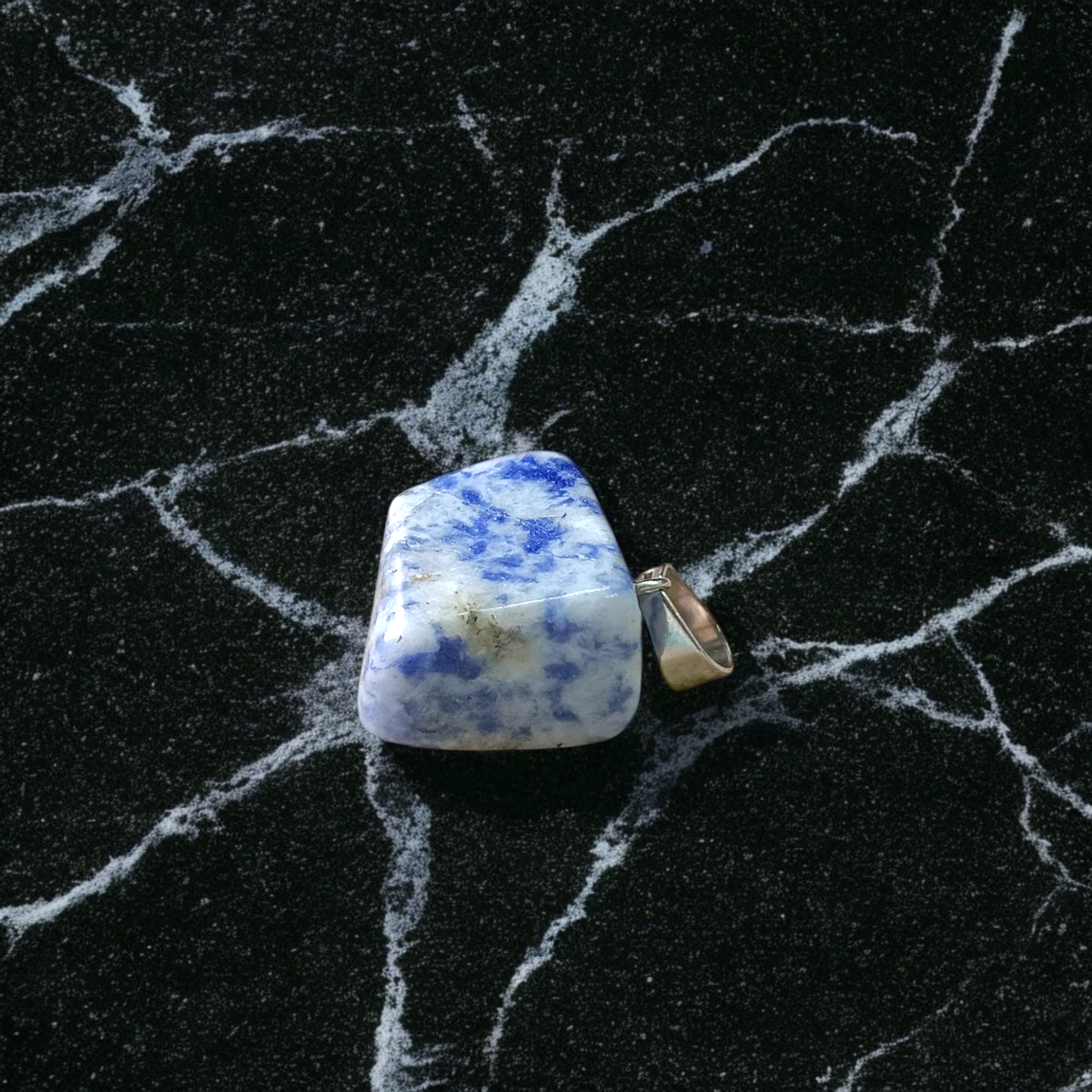 Lapis Lazuli Pendant with White Metal Chain | Lab Certified | Timeshopee