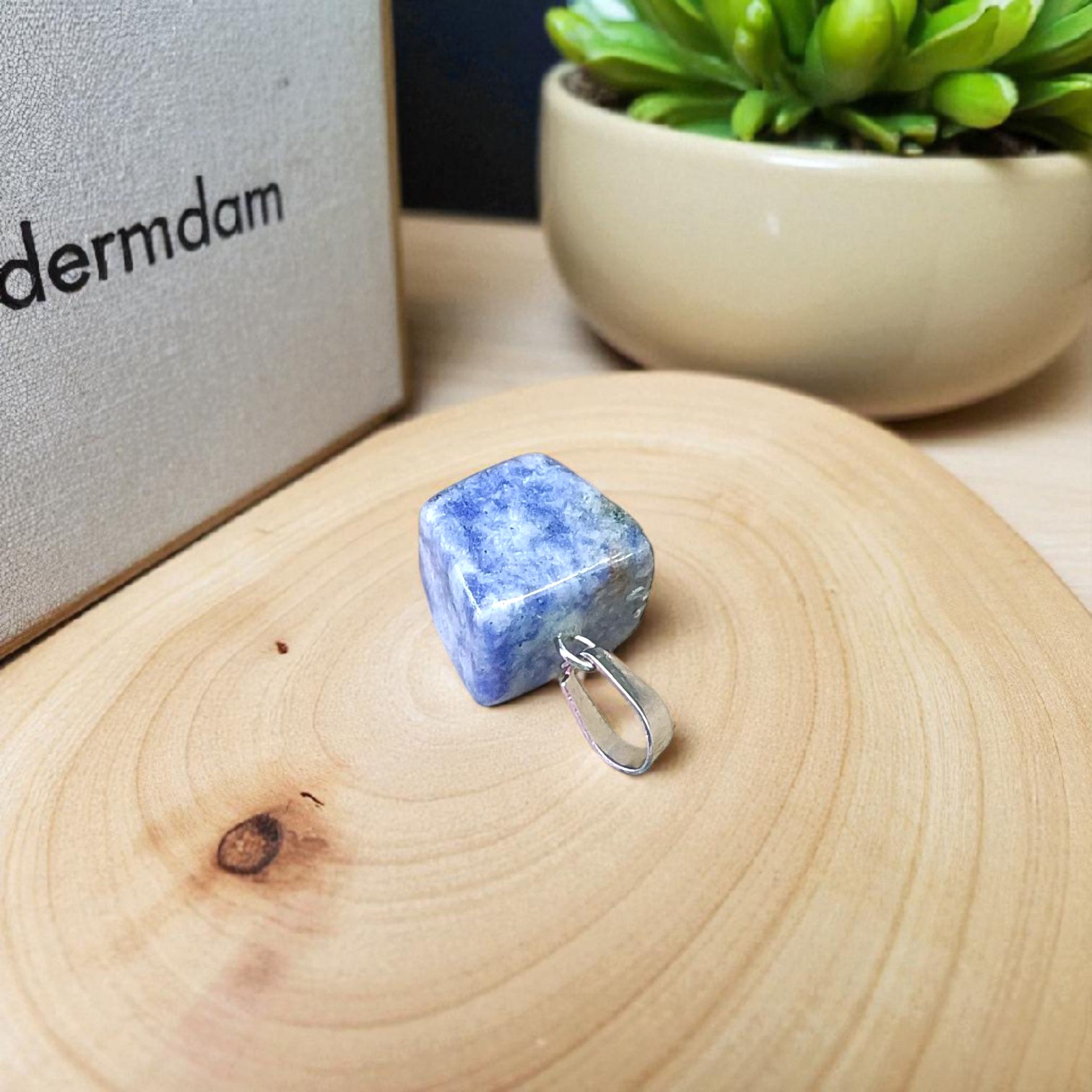 Lapis Lazuli Pendant with White Metal Chain | Lab Certified | Timeshopee