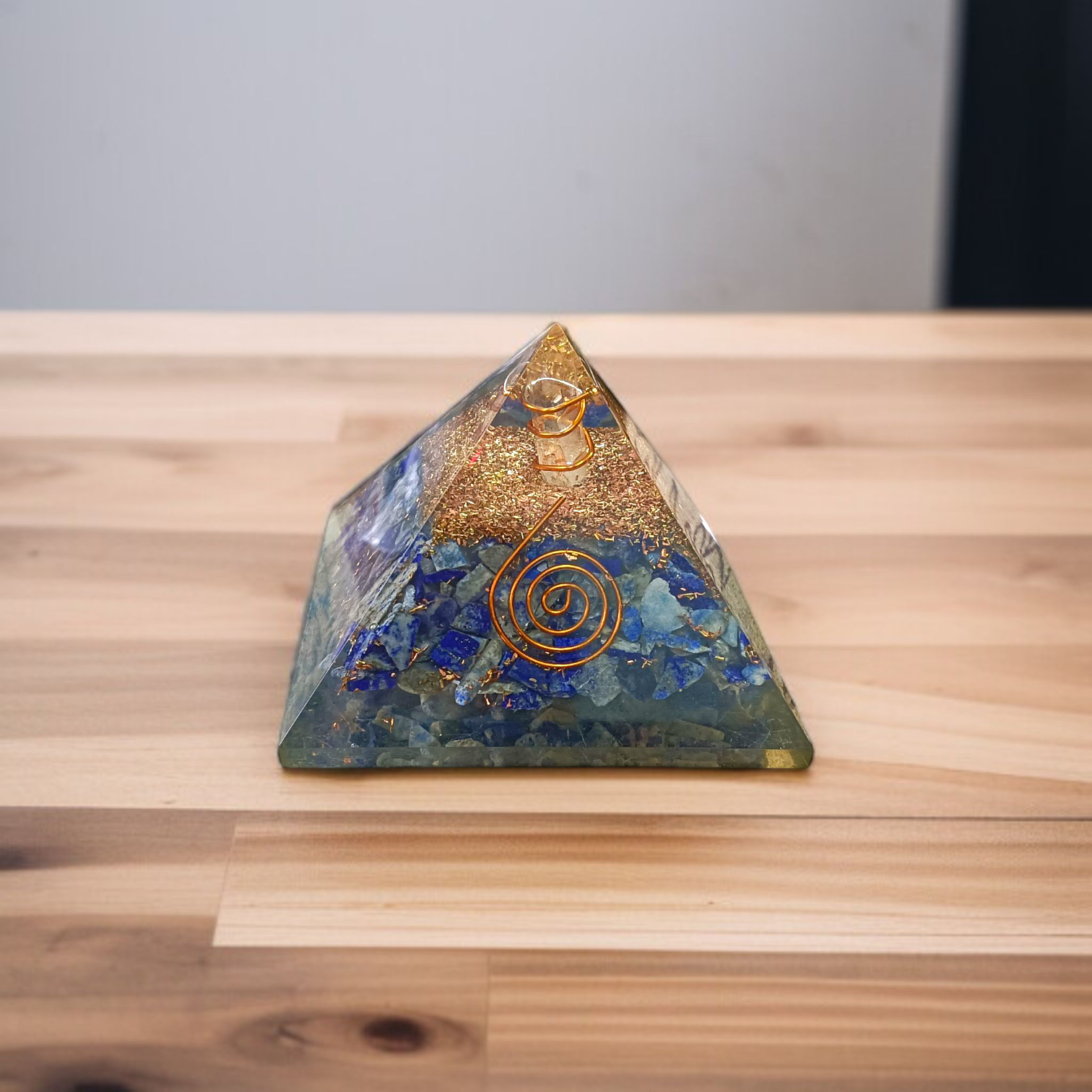 Lapis Lazuli orgone pyramid, lab-certified, 7 x 7 x 7 cms, from Timeshopee