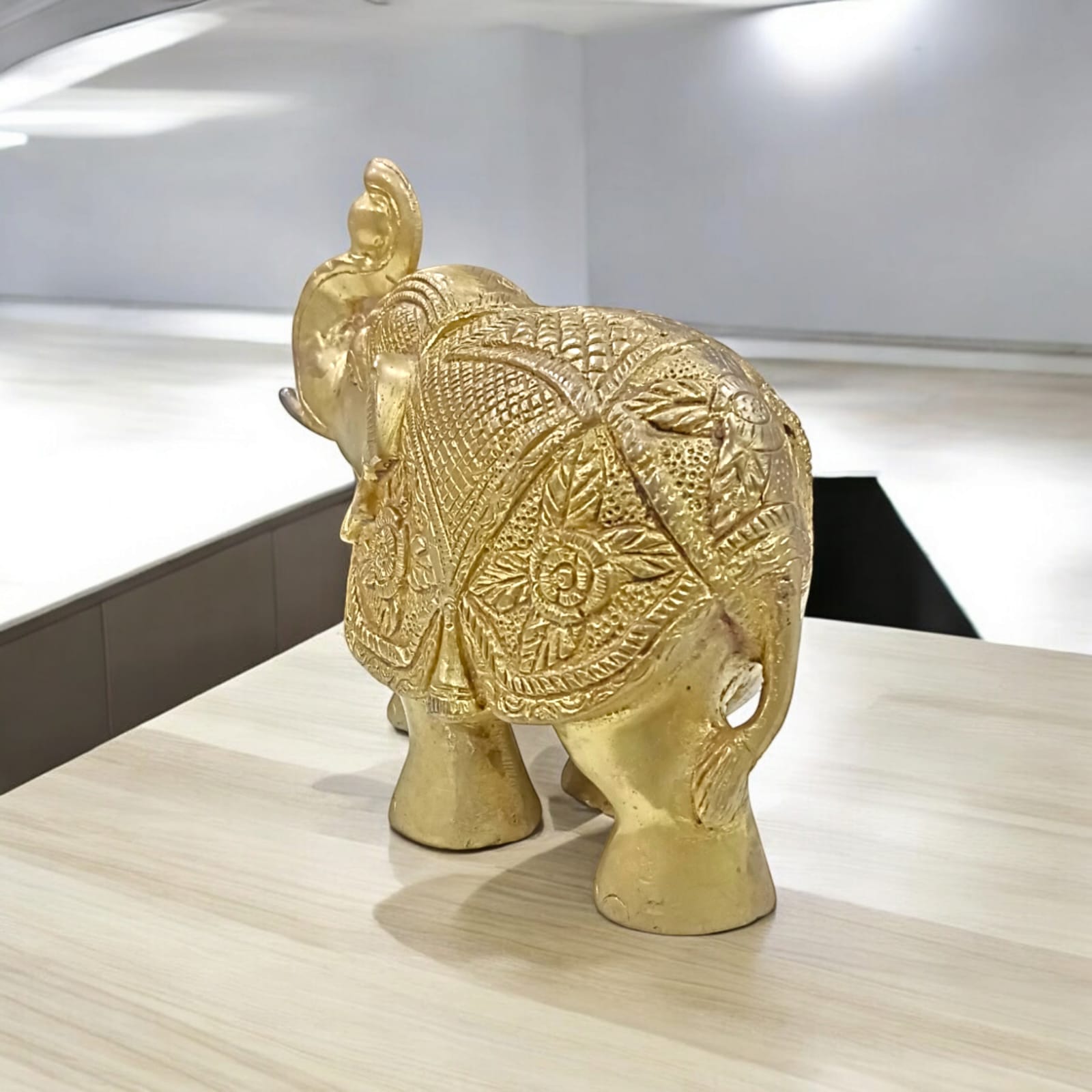 Large Brass Elephant Statue for Office Table, detailed and elegant, available at Timeshopee.