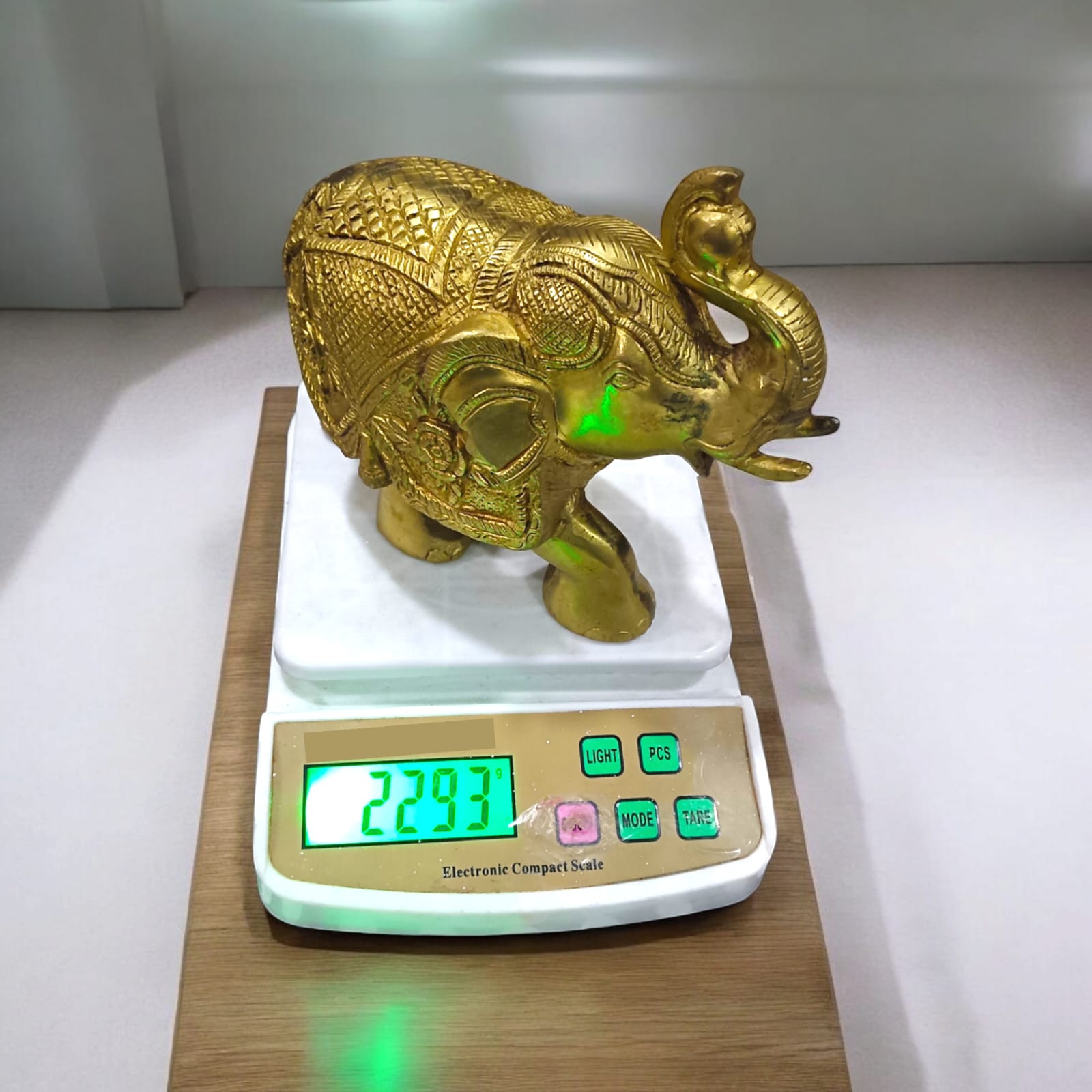 Large Brass Elephant Statue for Office Table, detailed and elegant, available at Timeshopee.