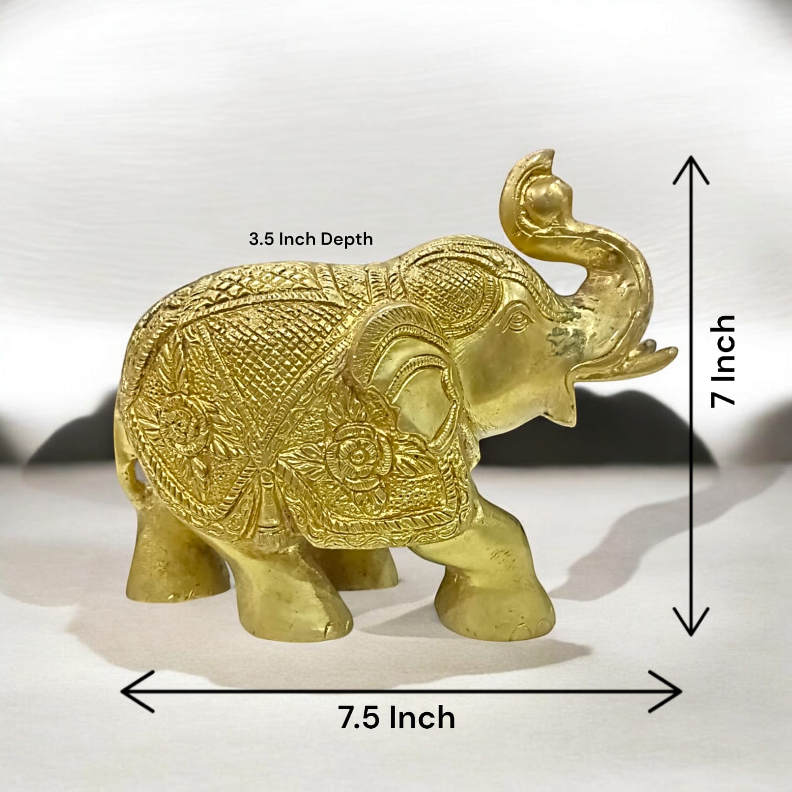 Large Brass Elephant Statue for Office Table, detailed and elegant, available at Timeshopee.