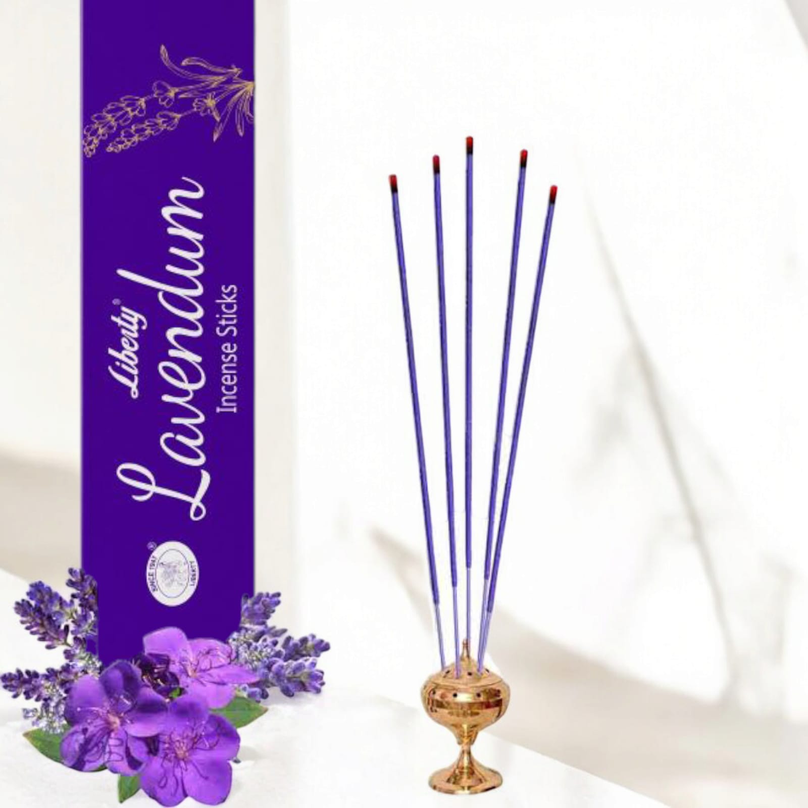 Lavender Incense Sticks 9 Inches with Scented Bathi, 40 Minutes Burning Time | Economy Pack with Free Gift Inside | Liberty | Timeshopee