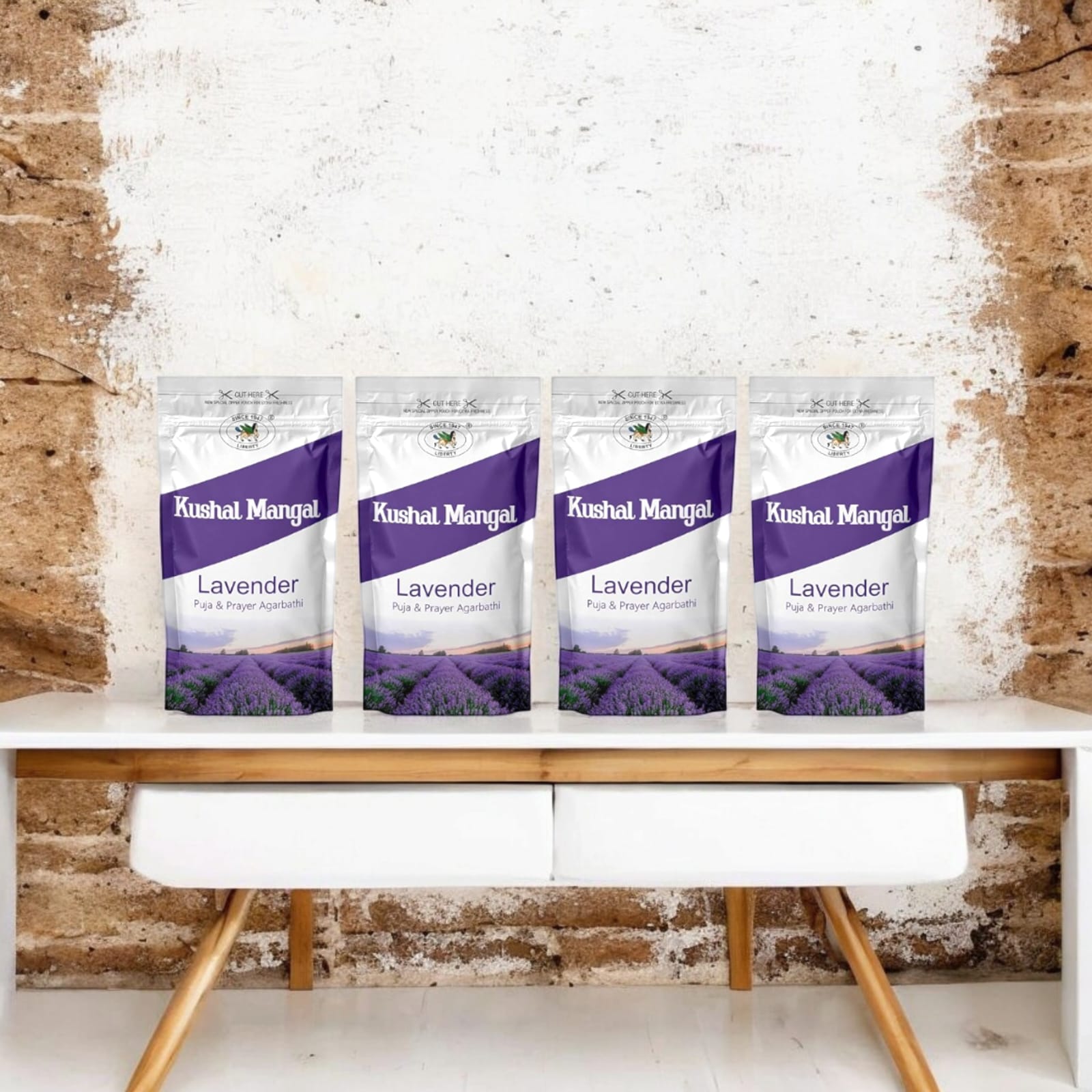 Lavender Incense Sticks by Kushal Mangal, 9 inches long, with a 30-40 minute burning time, in a zipper pouch from Timeshopee.