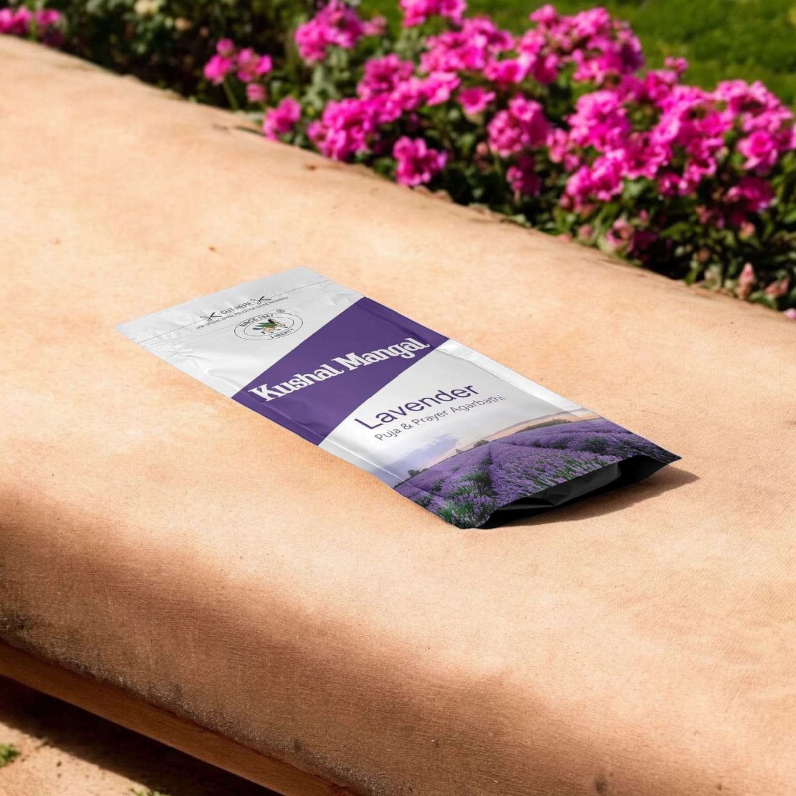 Lavender Incense Sticks by Kushal Mangal, 9 inches long, with a 30-40 minute burning time, in a zipper pouch from Timeshopee.