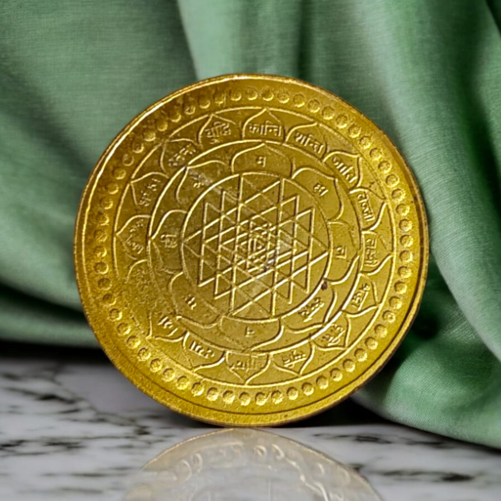 Laxmi Ganesh Coin Set of 2, golden coins for puja from Timeshopee