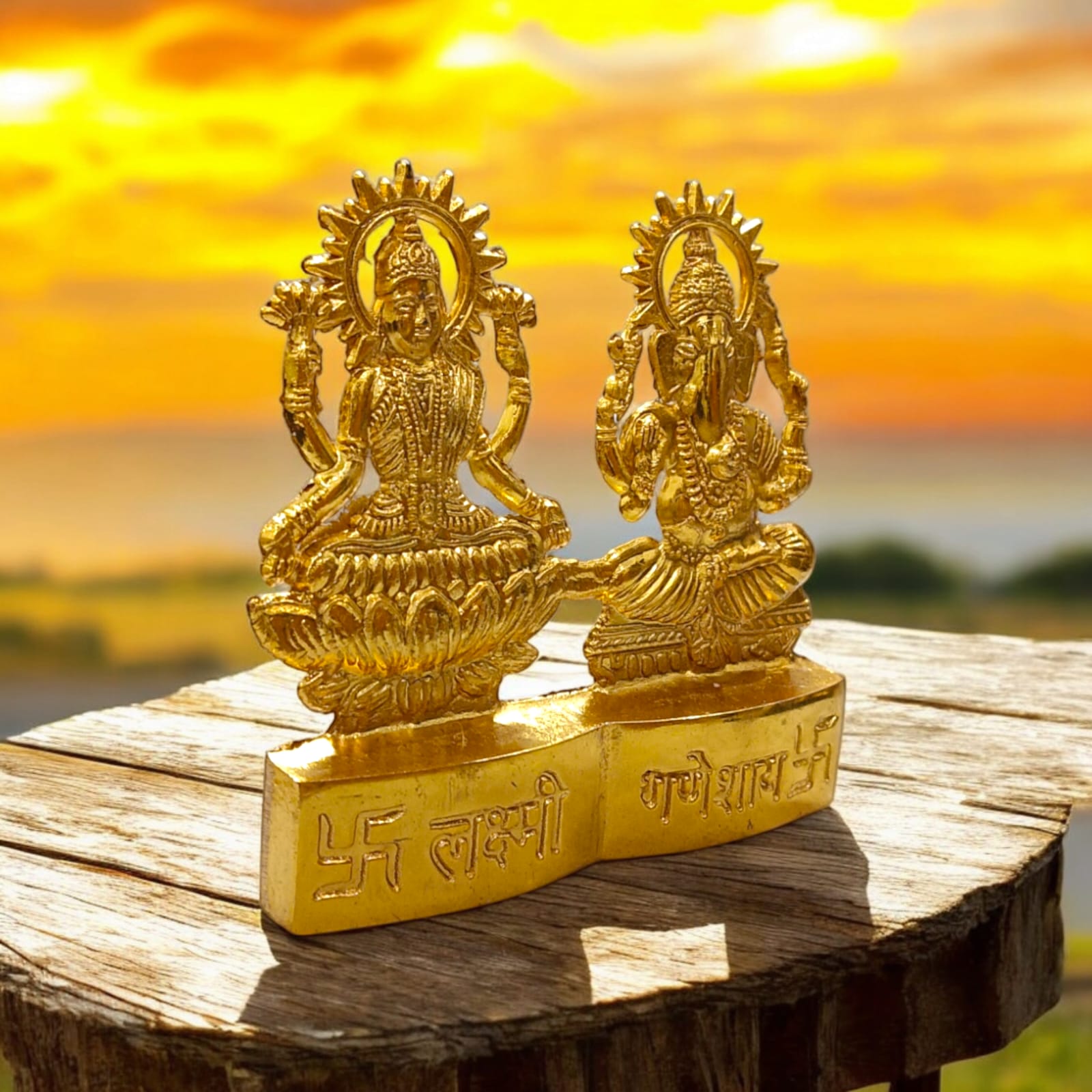 Laxmi Ganesh Metal Statue for worship, 7 x 7 cm, 35 grams, ideal for Diwali Pujan, from Timeshopee