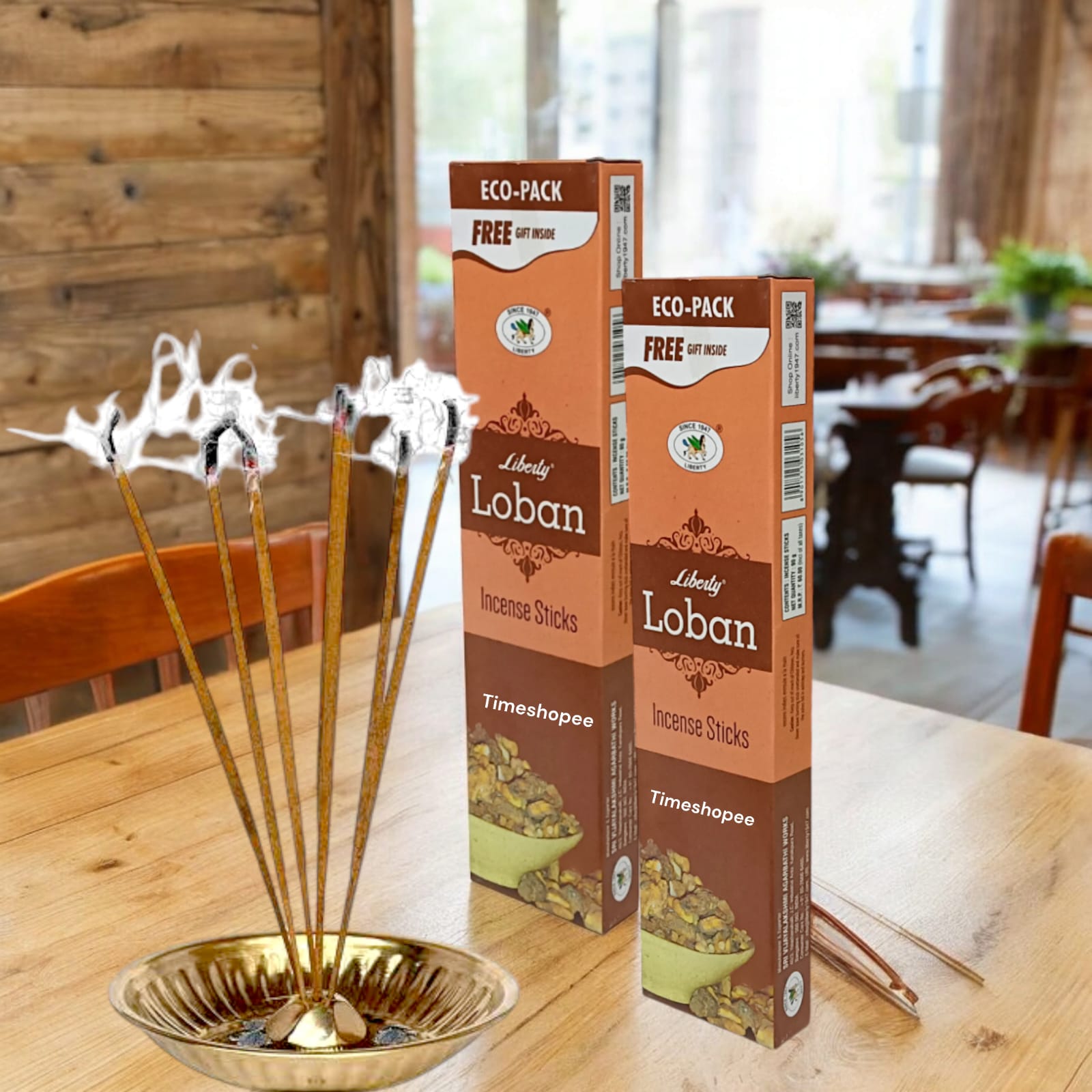 Loban Incense Sticks in an economy pack with a free gift inside, perfect for home and office temples, from Timeshopee