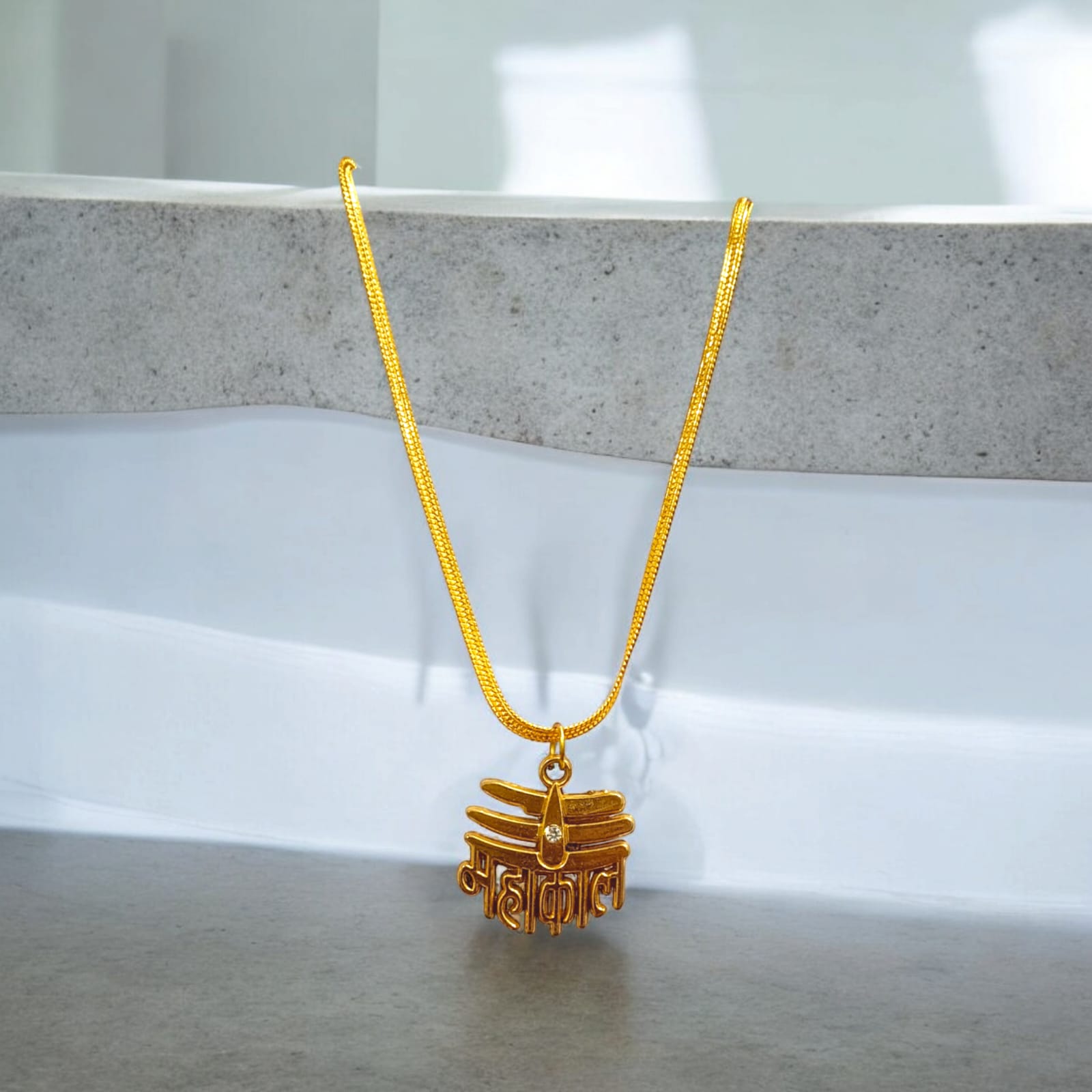 Mahakal Locket with Chain | Gold-Plated Mahakaal Locket | Timeshopee