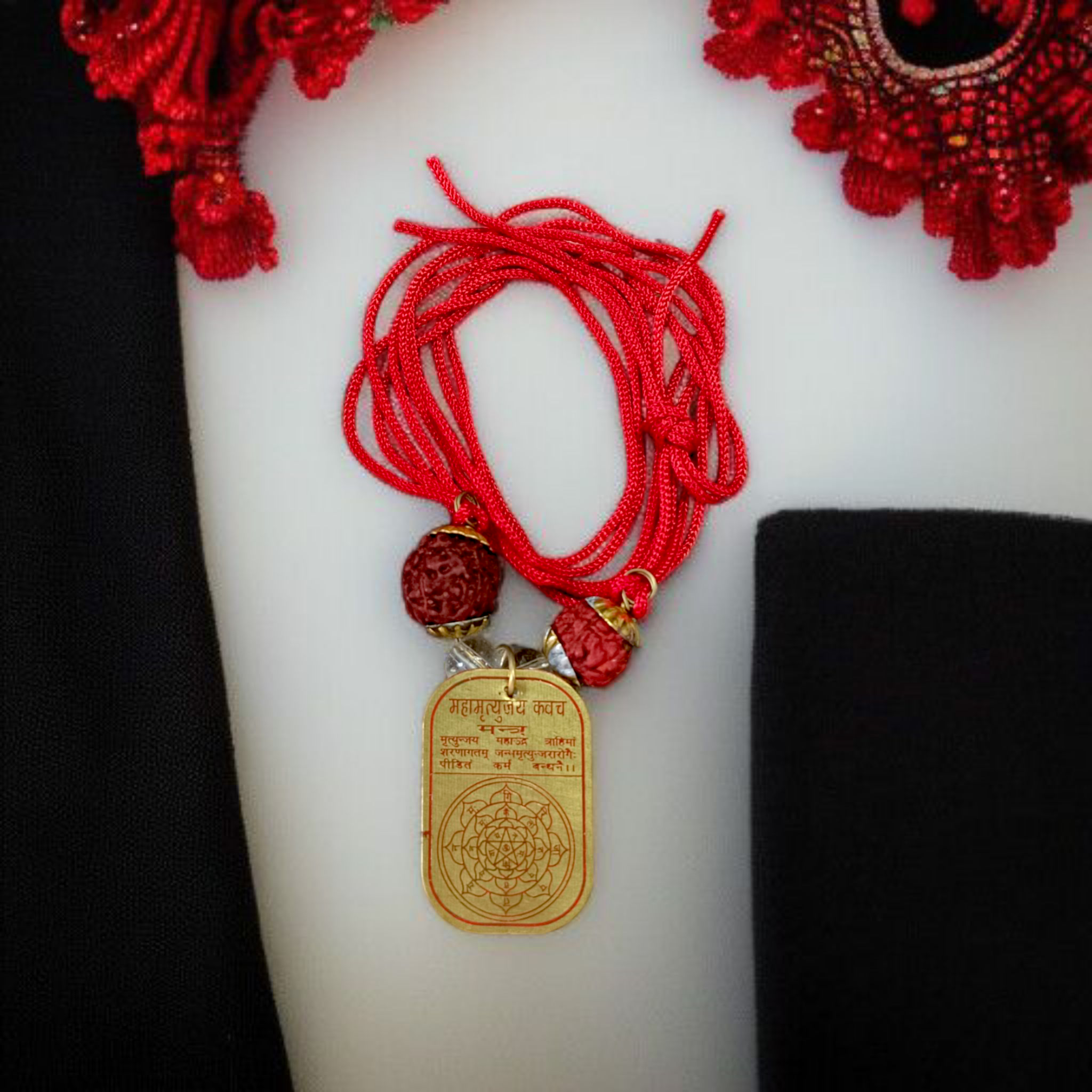 Mahamritunjay Kawach protection locket with divine Mahamritunjay mantra, available at Timeshopee