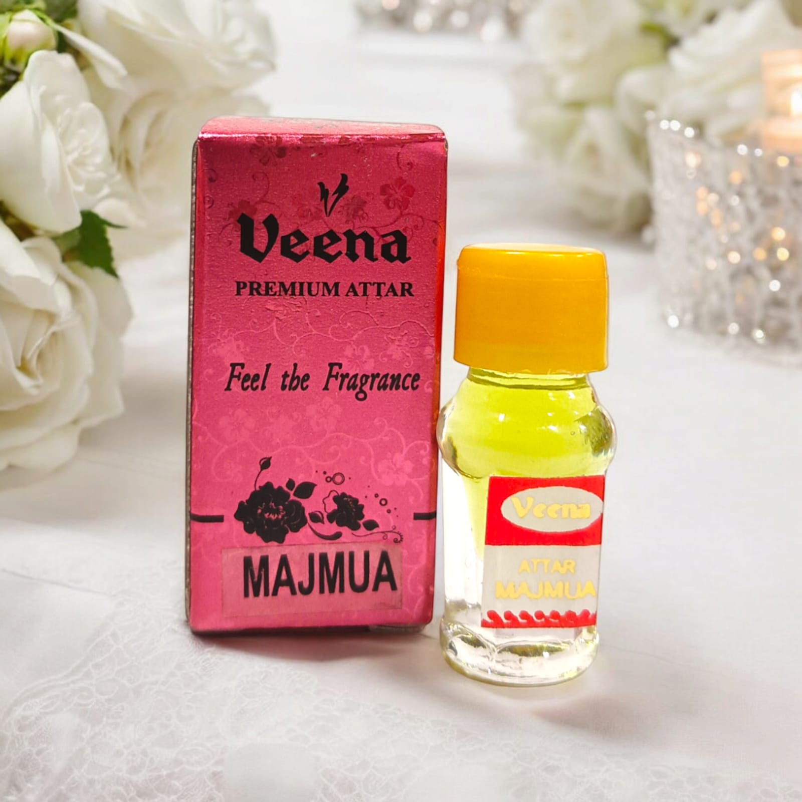 Majmua Attar 2ML bottle by Veena, premium alcohol-free perfume for worship by Timeshopee