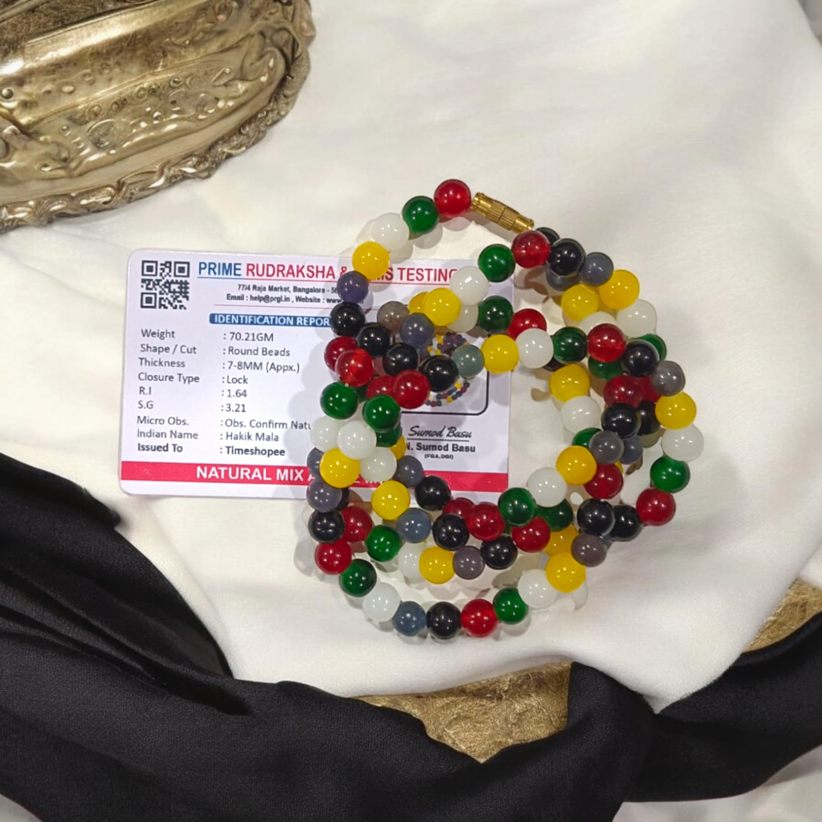 Mixed Agate Mala - Mix Hakik Mala With Lab Certified By Timeshopee