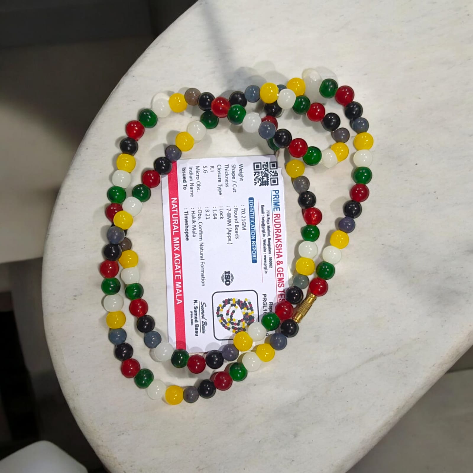 Mixed Agate Mala - Mix Hakik Mala With Lab Certified By Timeshopee