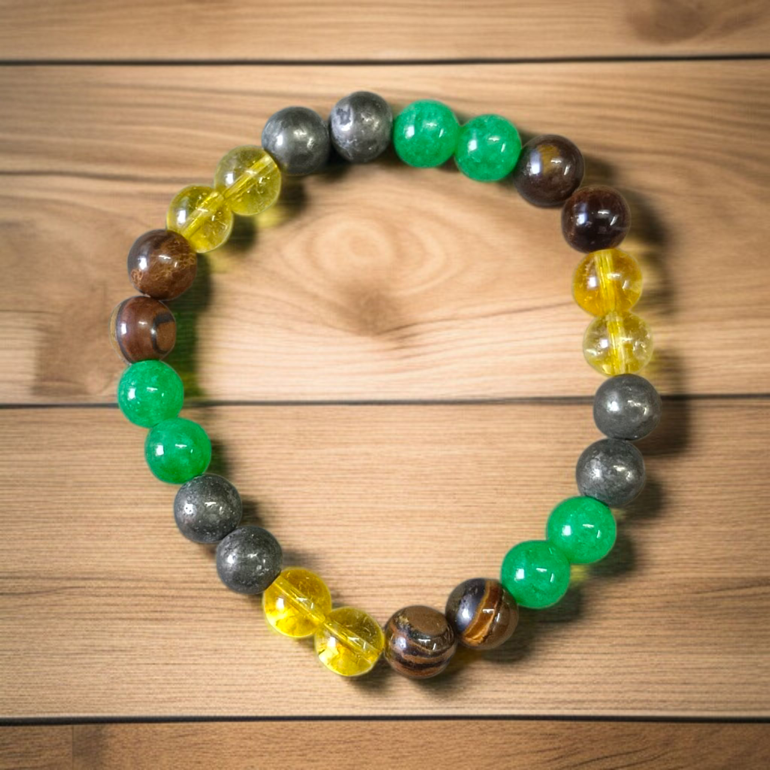 Money Magnet Bracelet made of 8mm lab-certified magnetic beads with stretchable design, used for attracting wealth, luck, and financial success