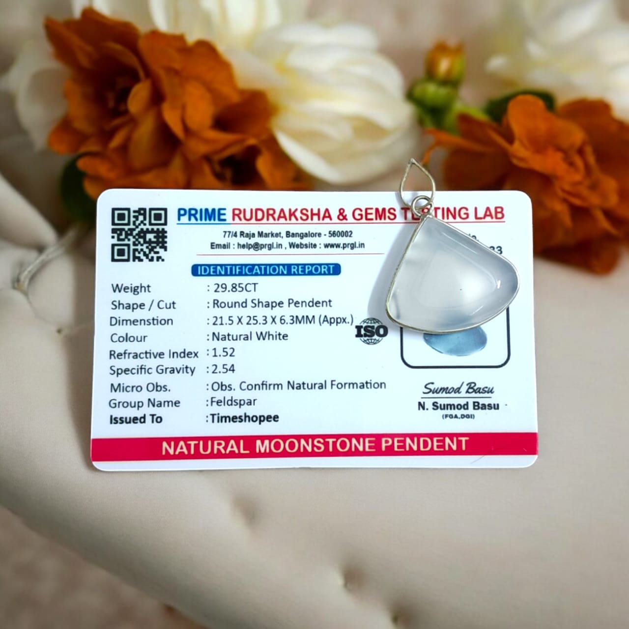 Moonstone Pendant with Thread Natural Milky Moonstone Lab Certified | Timeshopee