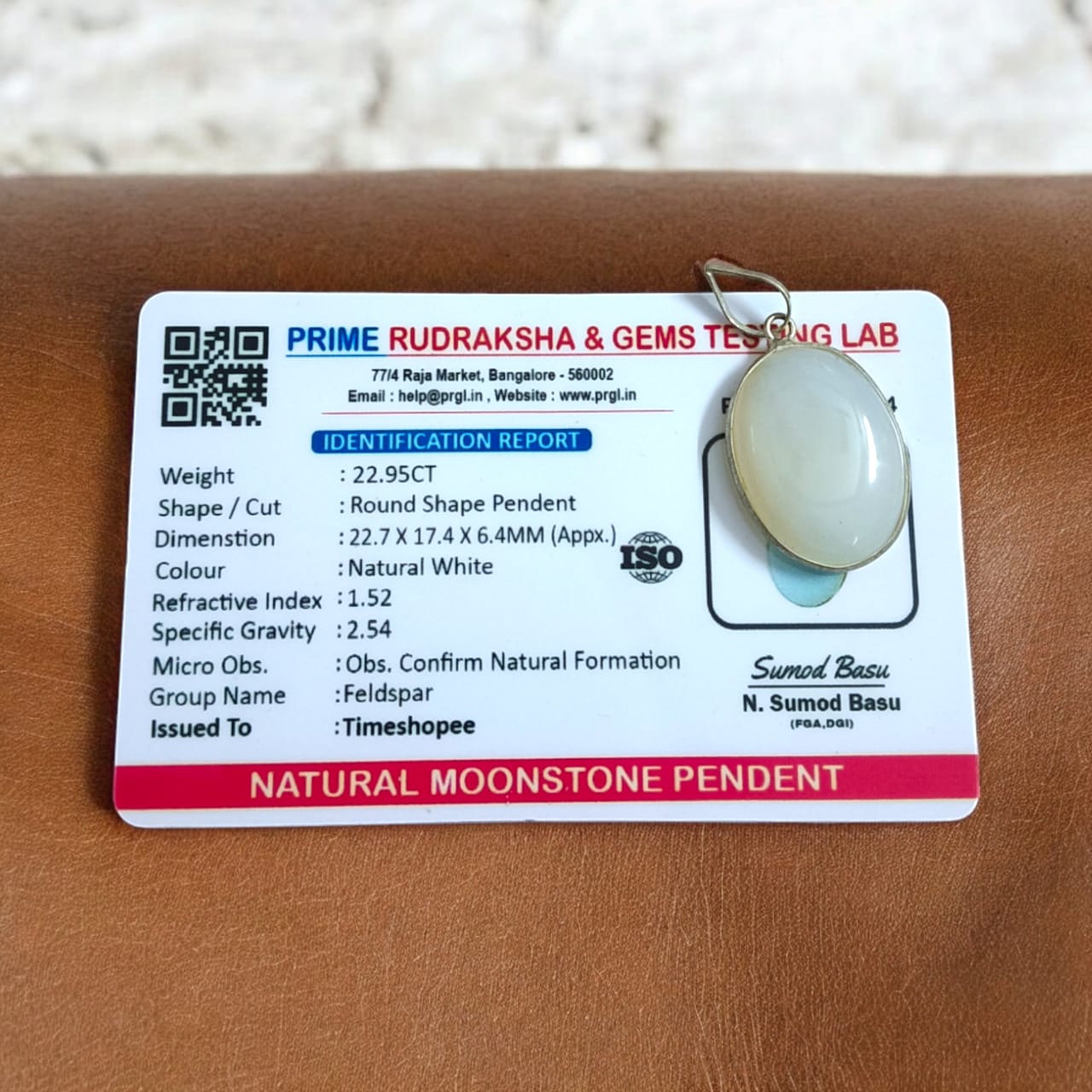 Moonstone Pendant with Thread Natural Milky Moonstone Lab Certified | Timeshopee