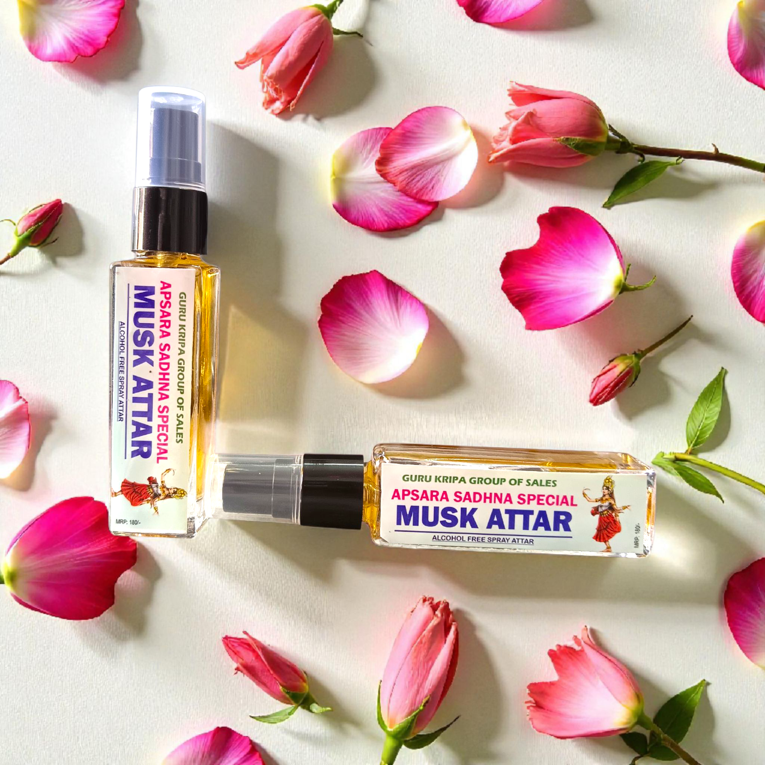 Musk Spray Attar 25ML in a sleek spray bottle, perfect for meditation, pooja, and daily fragrance use