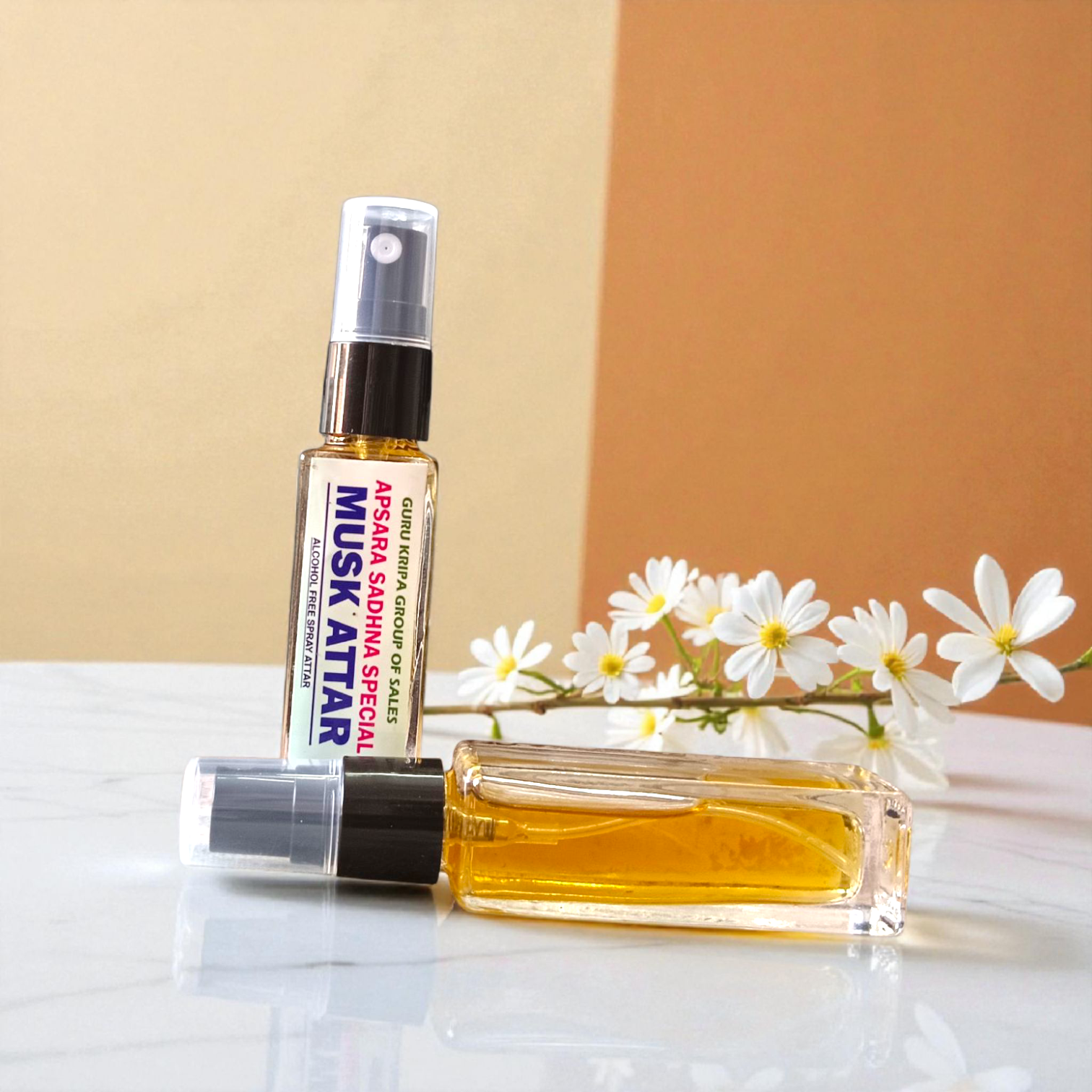 Musk Spray Attar 25ML in a sleek spray bottle, perfect for meditation, pooja, and daily fragrance use