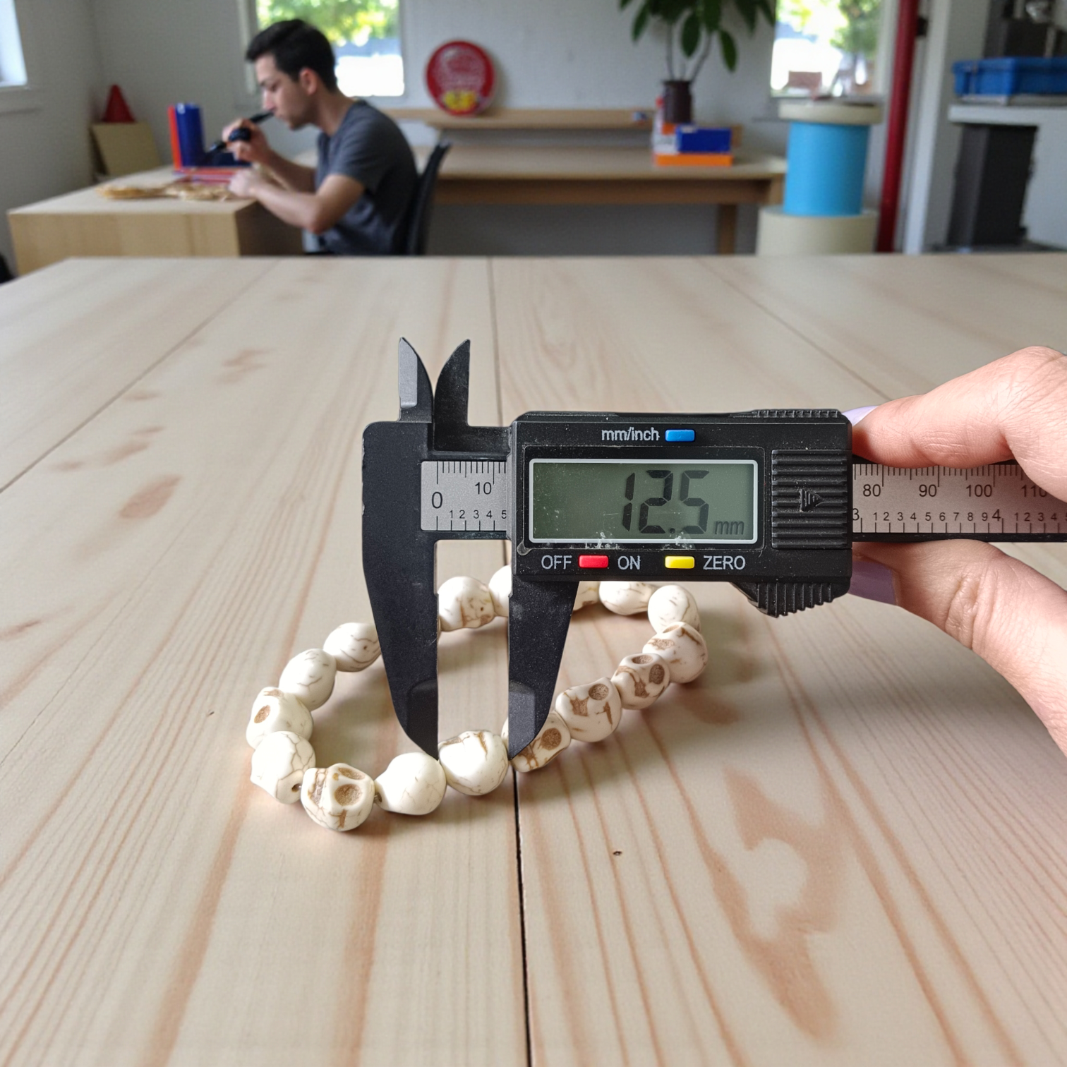 Nar Mund Bracelet with 12mm premium beads, stretchable design, displayed for fashion and wellness purposes