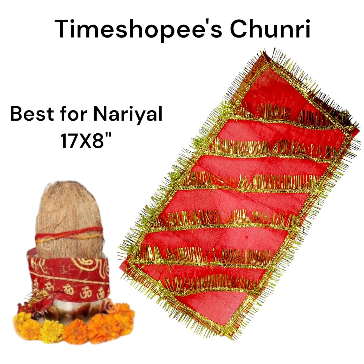 Nariyal Chunni / Jai Mata Di Chuniri for religious rituals, ideal for Navratri, Kanya Puja, and Diwali.