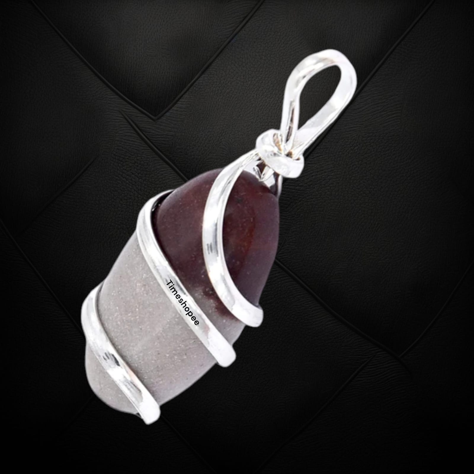 Narmadeshwar Shivling Pendant with red knotted thread, lab certified, made from Narmada river stone.