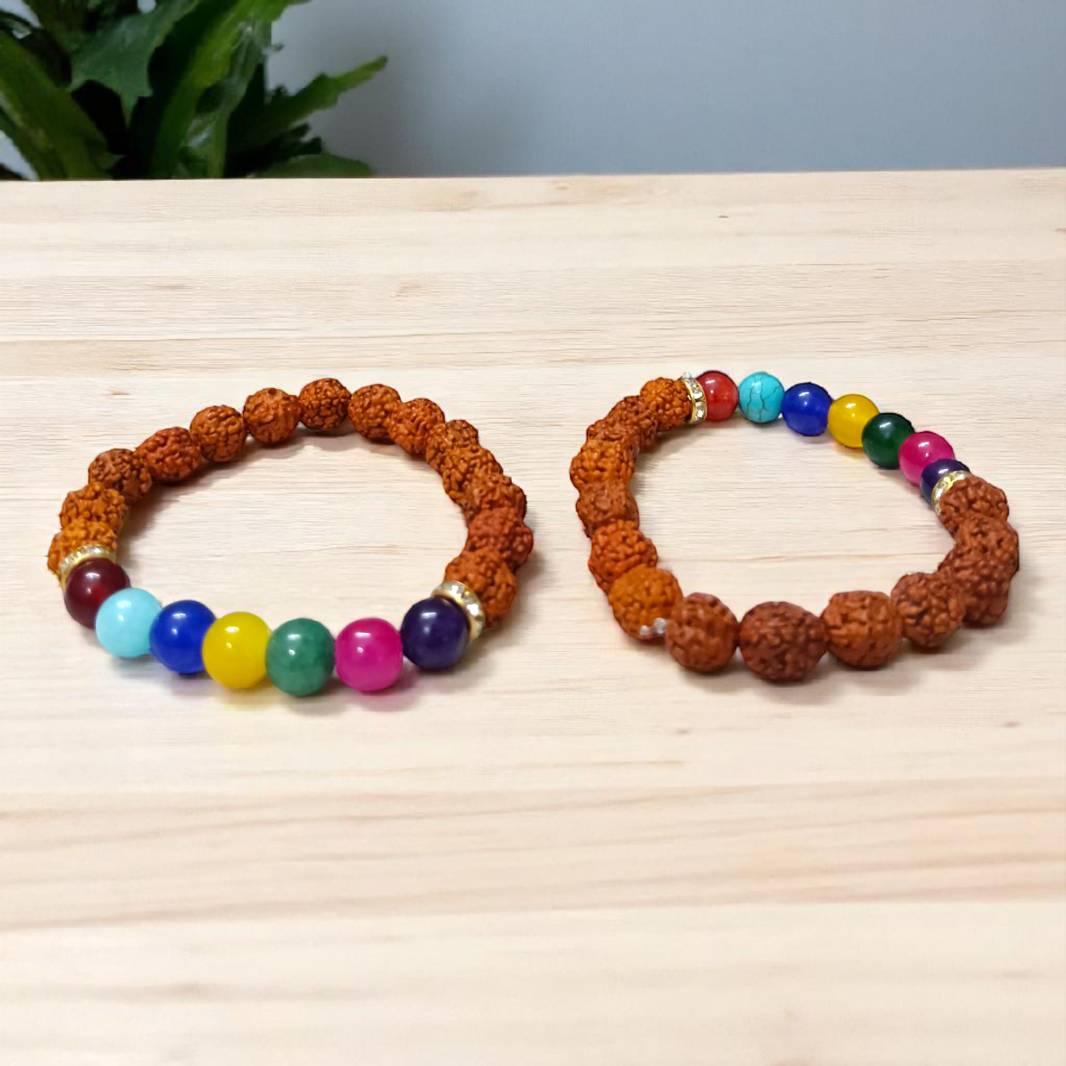 Natural 7 Chakra & Rudraksha Bracelet Combo – Lab Certified 8MM Beads | Timeshopee