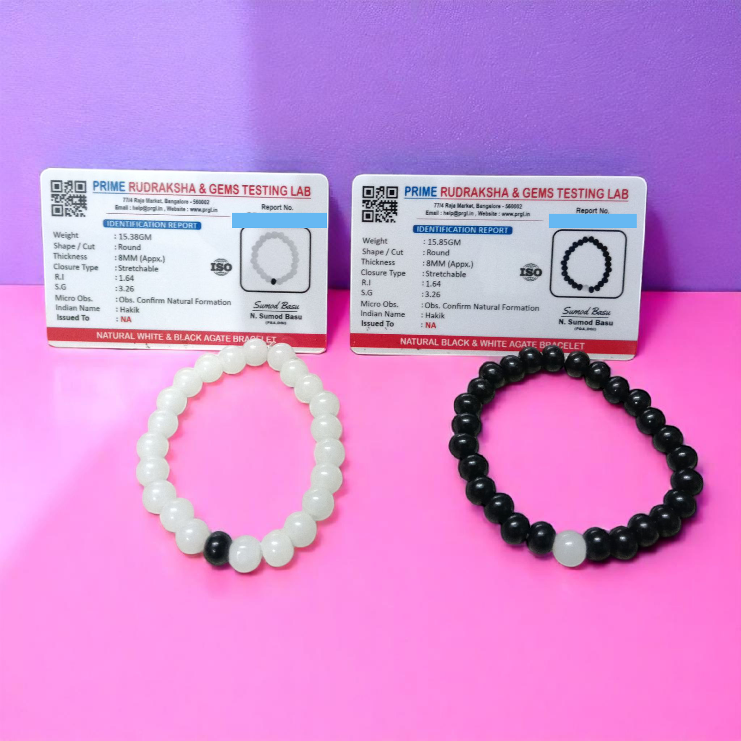 Natural Black & White Agate Couple Bracelet – 8MM Lab Certified Beads for Emotional Balance & Protection | Timeshopee