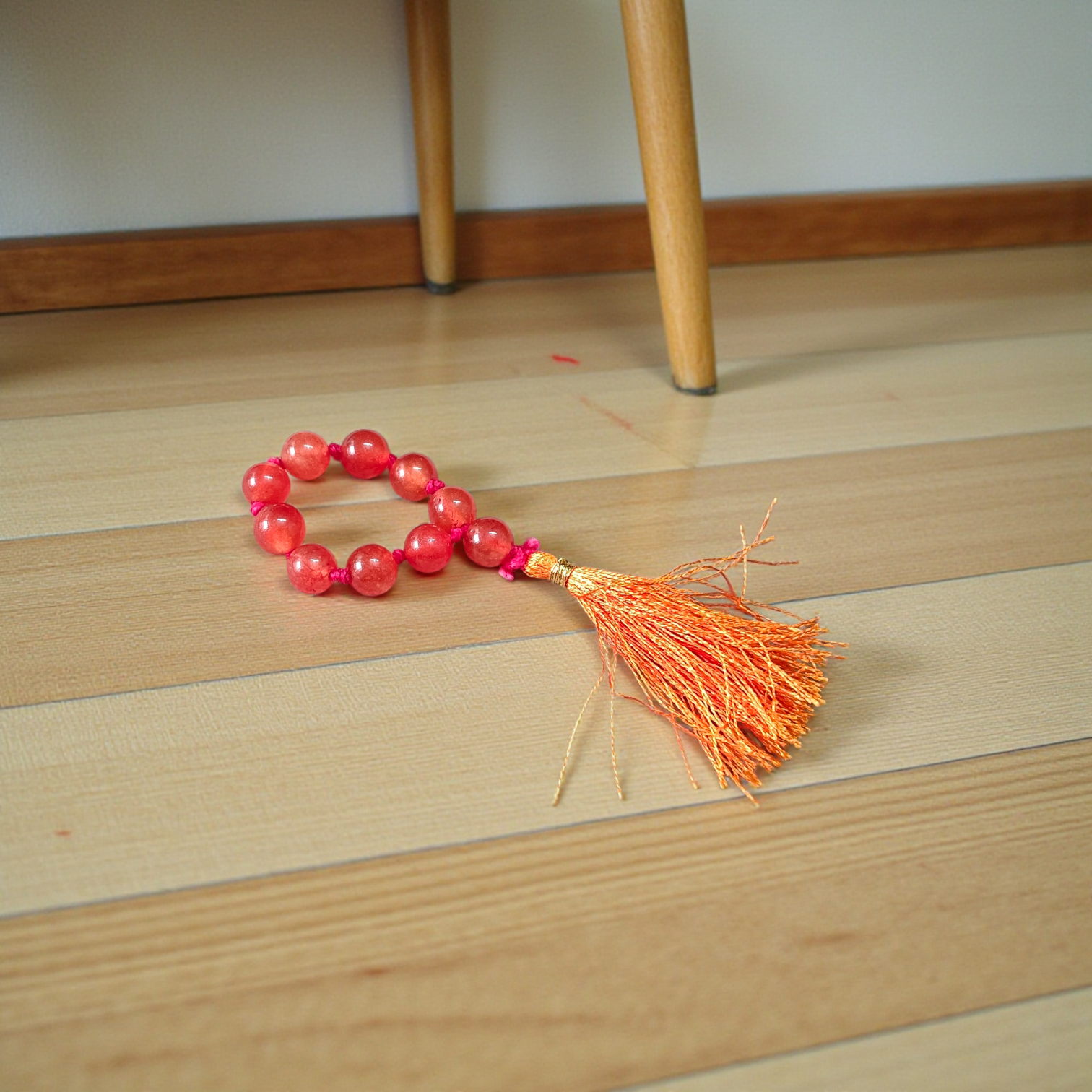 Natural Carnelian Finger Mala 9+1 Beads, 8mm lab-certified stones, meditation and prayer accessory