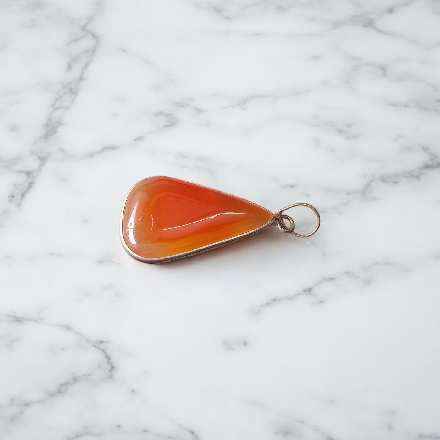 Natural Carnelian & Orange Aventurine gemstone pendant with metal cap, handcrafted and lab-certified for healing and spiritual use