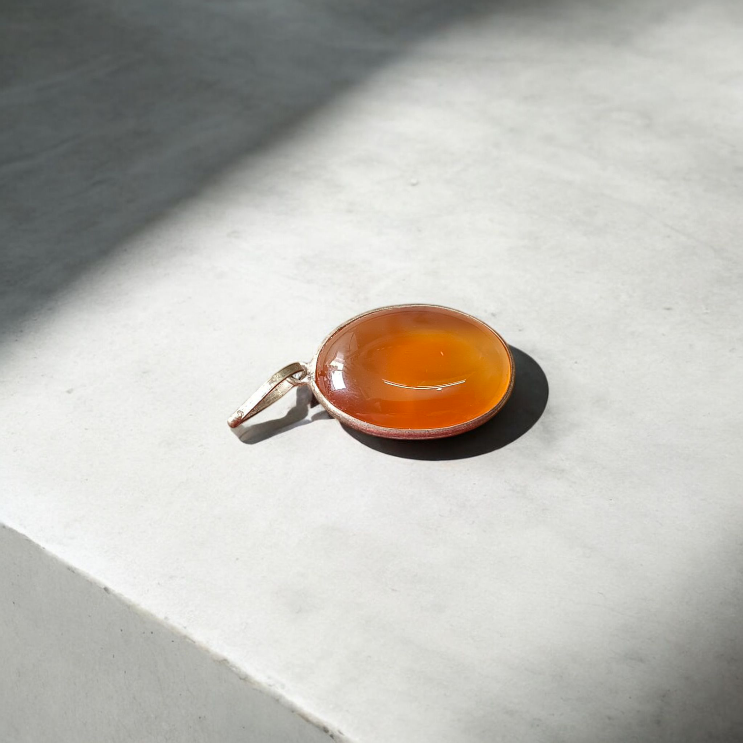 Natural Carnelian & Orange Aventurine gemstone pendant with metal cap, handcrafted and lab-certified for healing and spiritual use