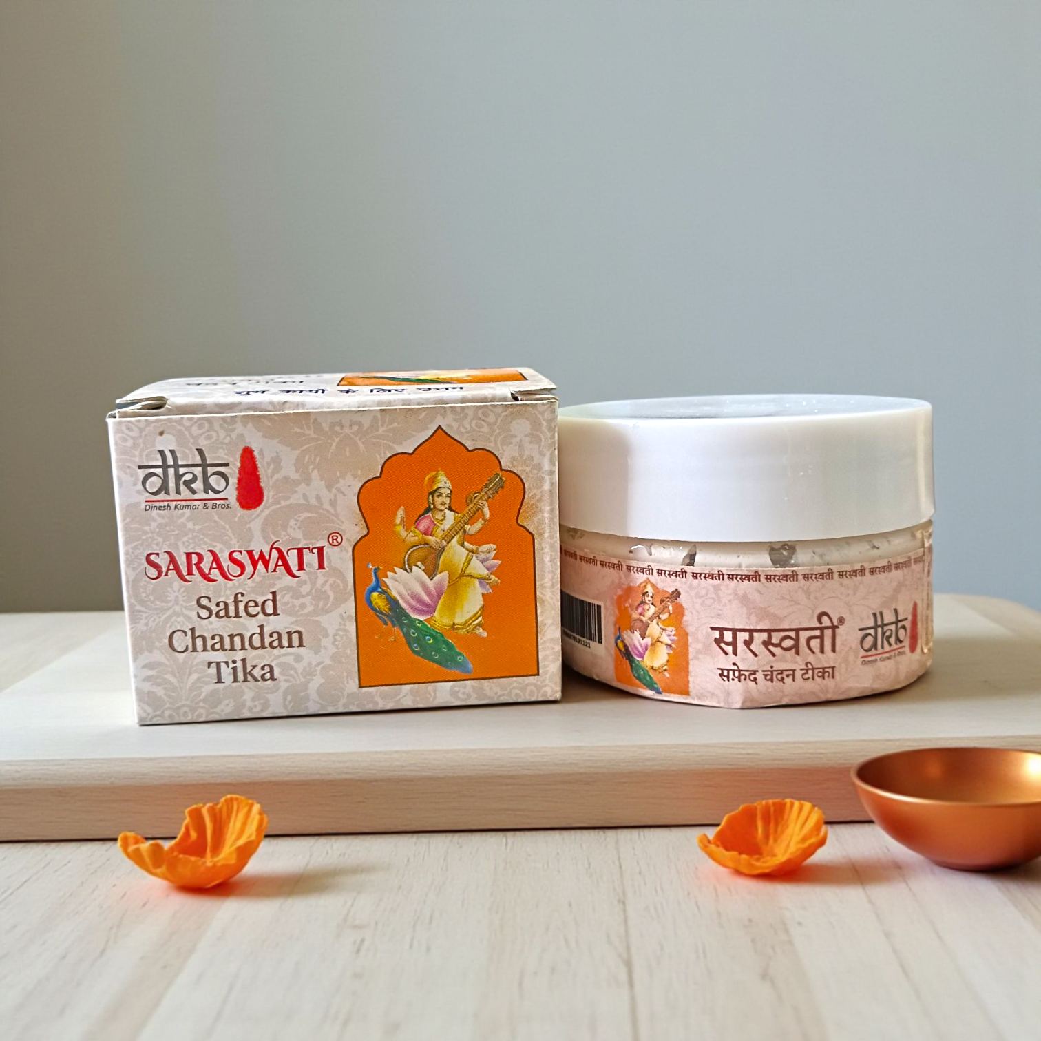 Natural Chandan Tilak Paste in white, yellow, and red variants, ideal for daily puja, meditation, and forehead application in Hindu rituals