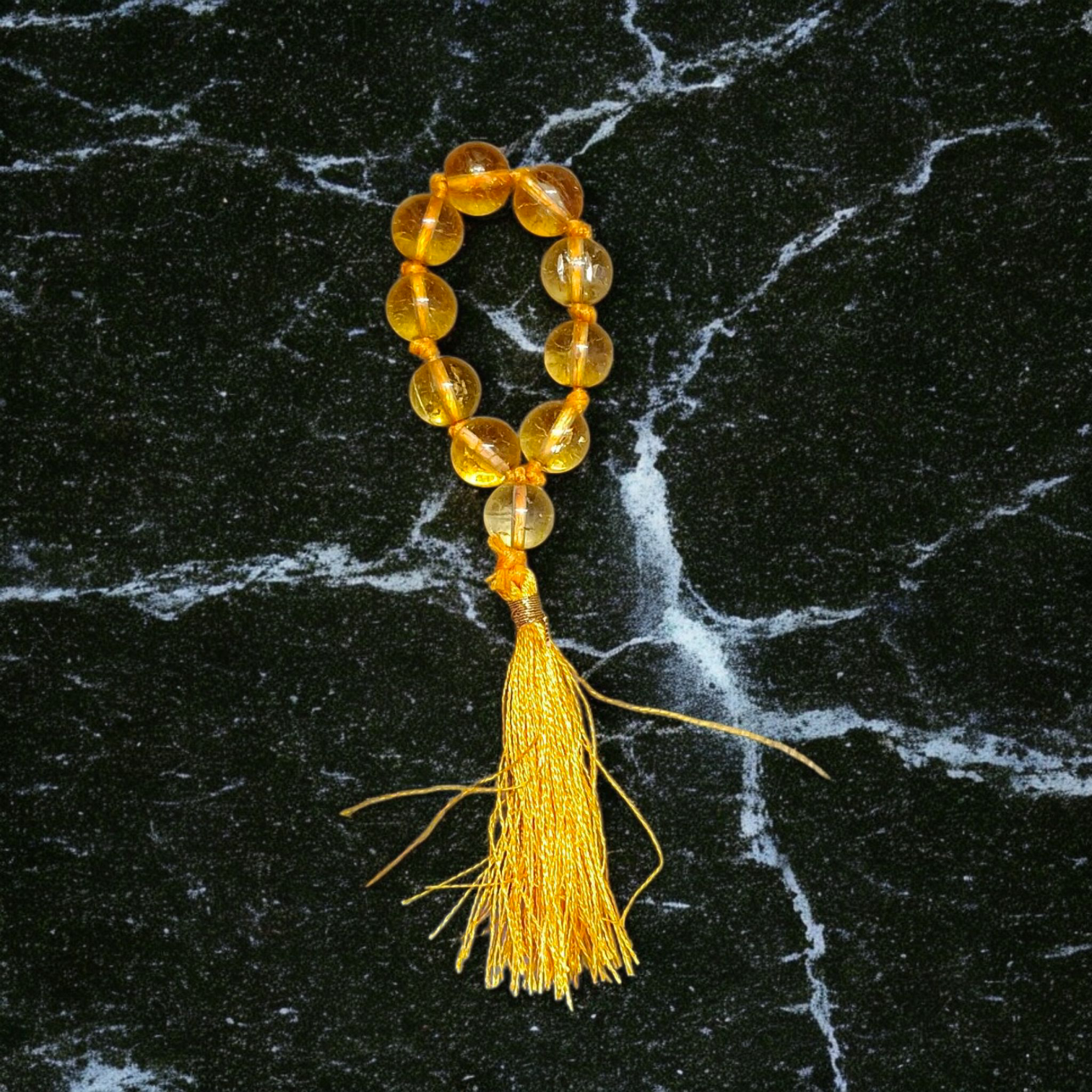 Natural Citrine Finger Mala 9+1 Beads (Sunhela Stone), 8mm Size – Lab Certified Meditation and Japa Mala from Timeshopee