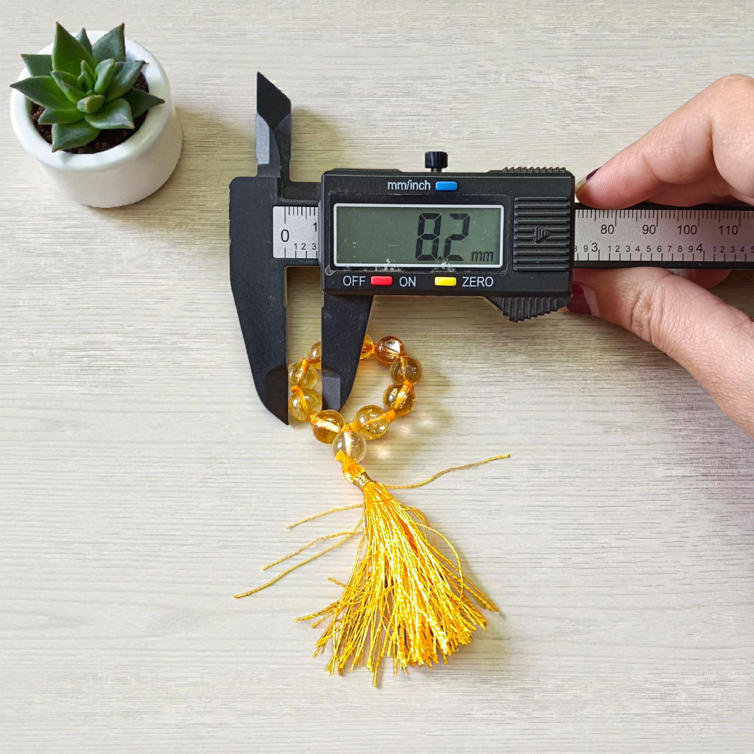 Natural Citrine Finger Mala 9+1 Beads (Sunhela Stone), 8mm Size – Lab Certified Meditation and Japa Mala from Timeshopee