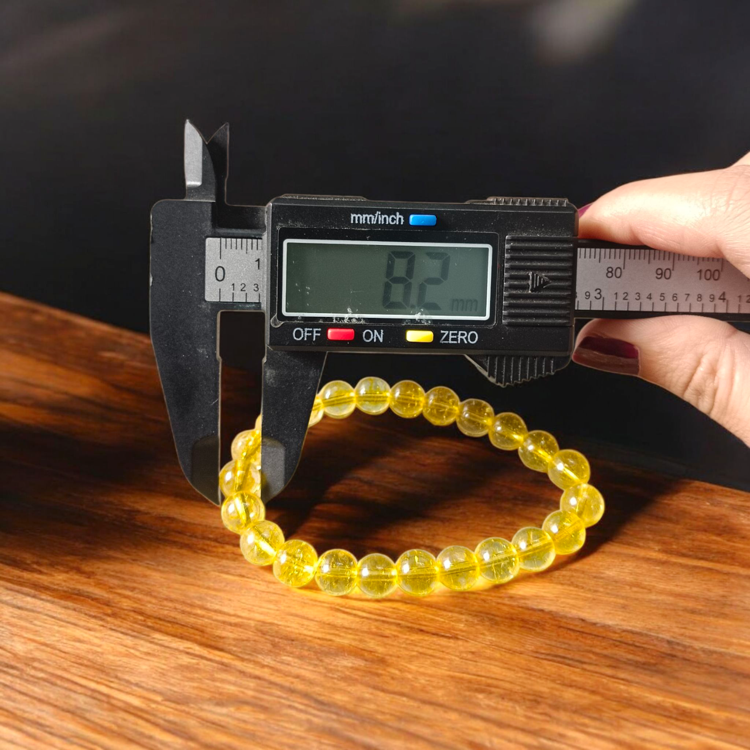 Natural Citrine crystal bracelet with 8mm stretchable beads, ideal for men and women for daily wear, meditation, and spiritual rituals