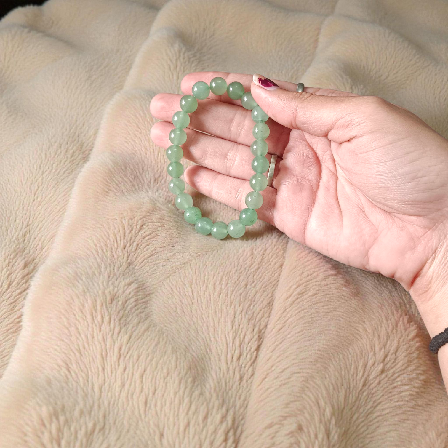 Natural Green Aventurine (Margaj) Bracelet 8mm lab-certified stretchable beads for meditation, heart chakra activation, and healing – unisex design by Timeshopee