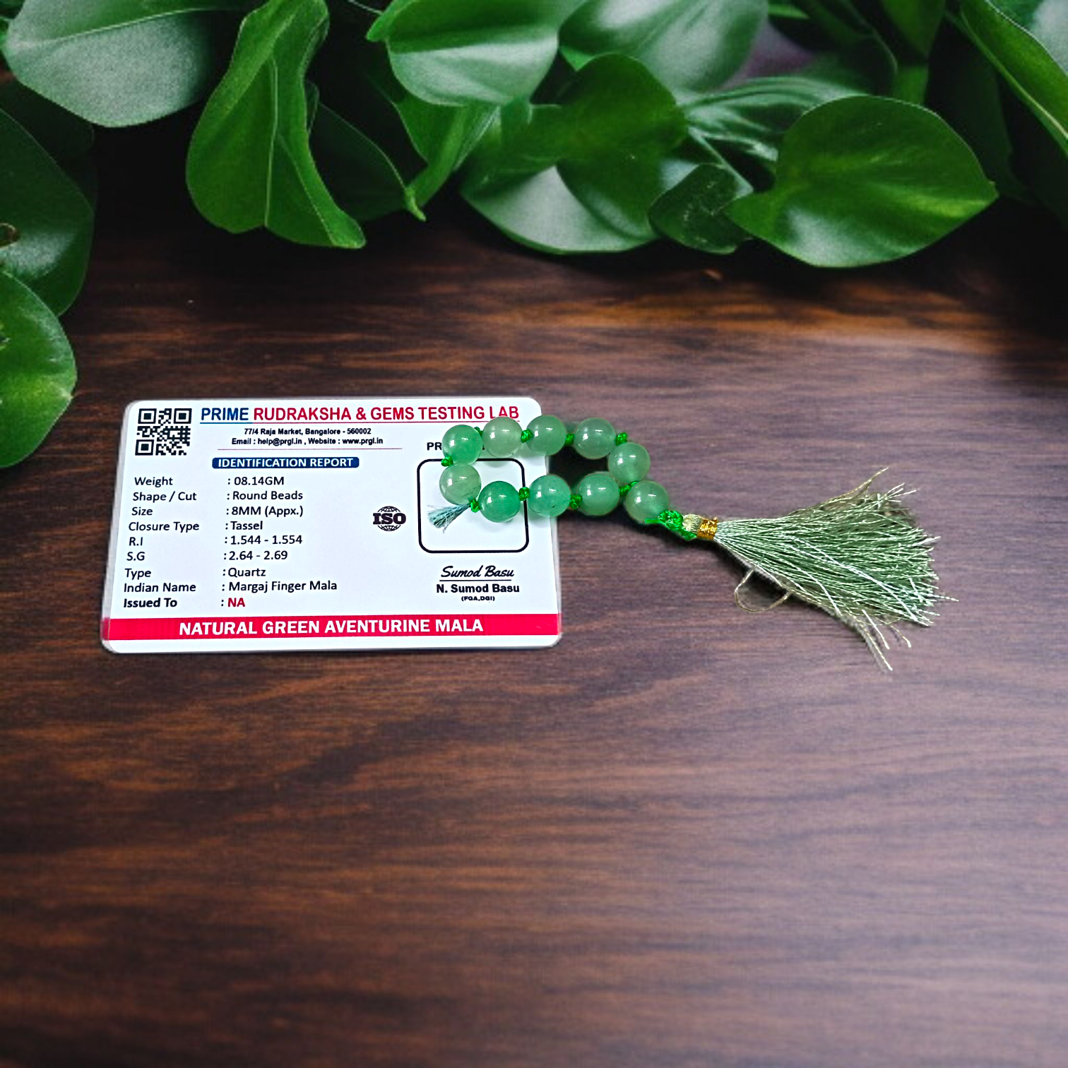 Natural Green Aventurine (Margaj) Finger Mala with 9+1 lab-certified 8mm beads for quick mantra chanting and travel meditation – unisex spiritual mala by Timeshopee