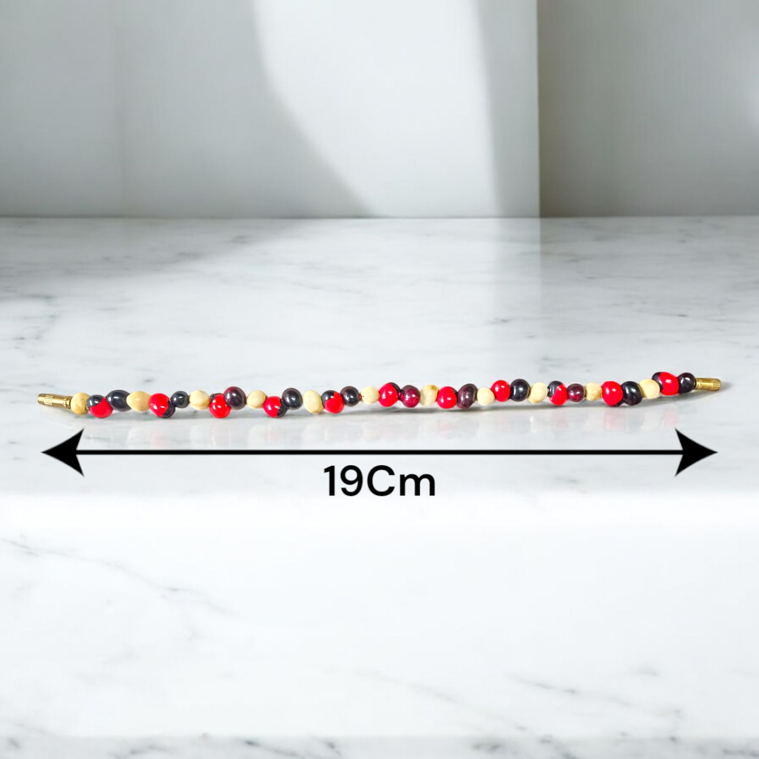 Natural Mix Gunja Bracelet - Red White Black Beads | Lab Certified