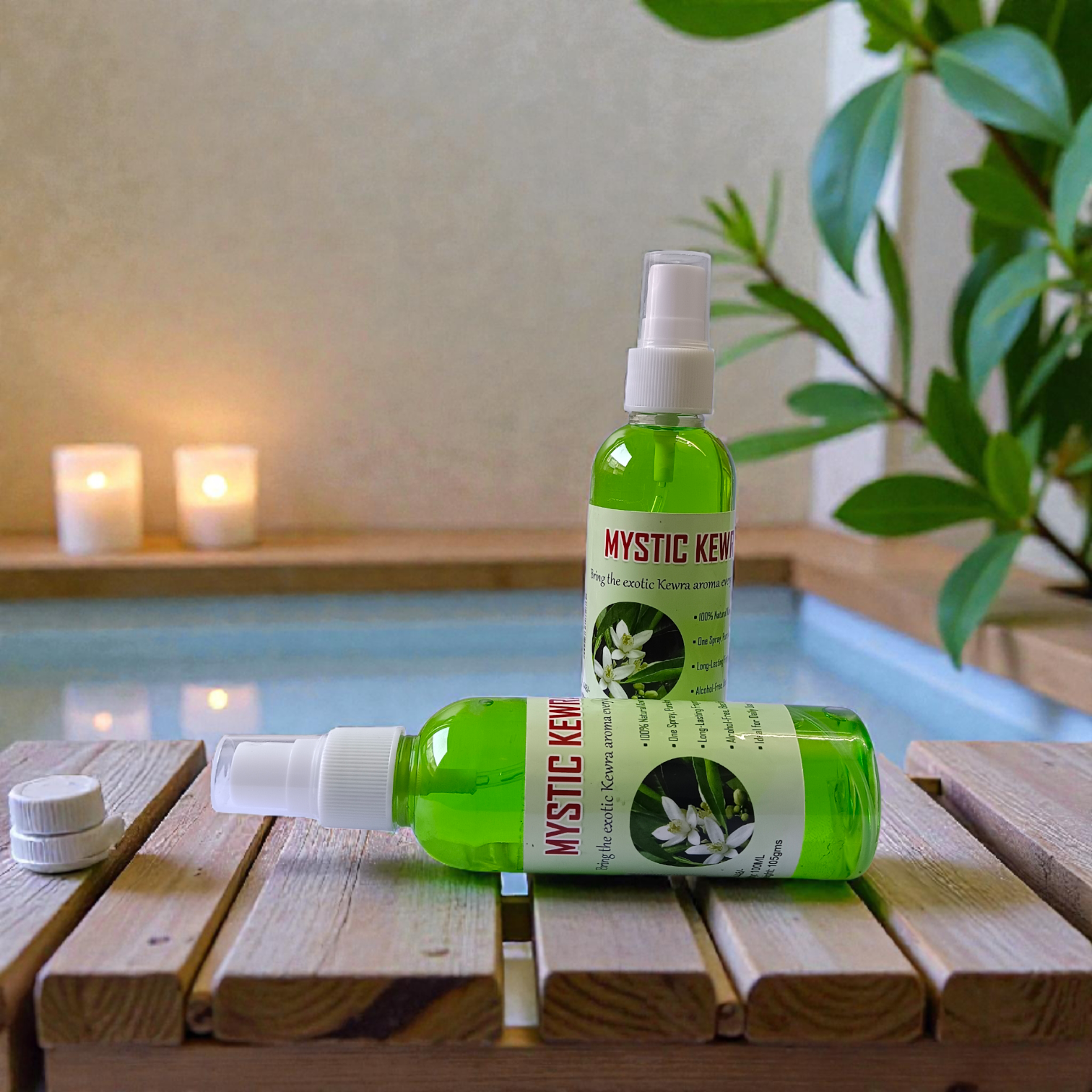 Natural Mystic Kewra Spray Attar 100ML Set of 2 alcohol-free long-lasting fragrance bottle