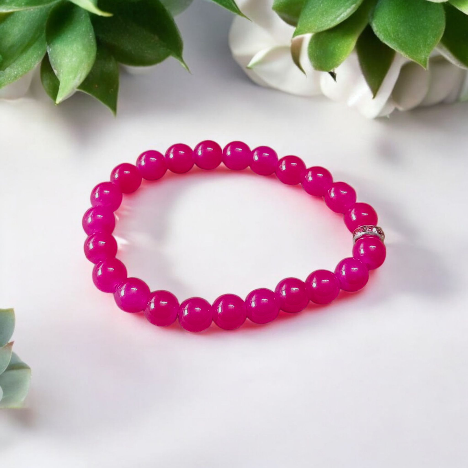 Natural Pink Agate (Pink Hakik) Mala and Bracelet Combo with 108+1 beads (6mm) and stretchable bracelet for meditation, healing, and emotional balance