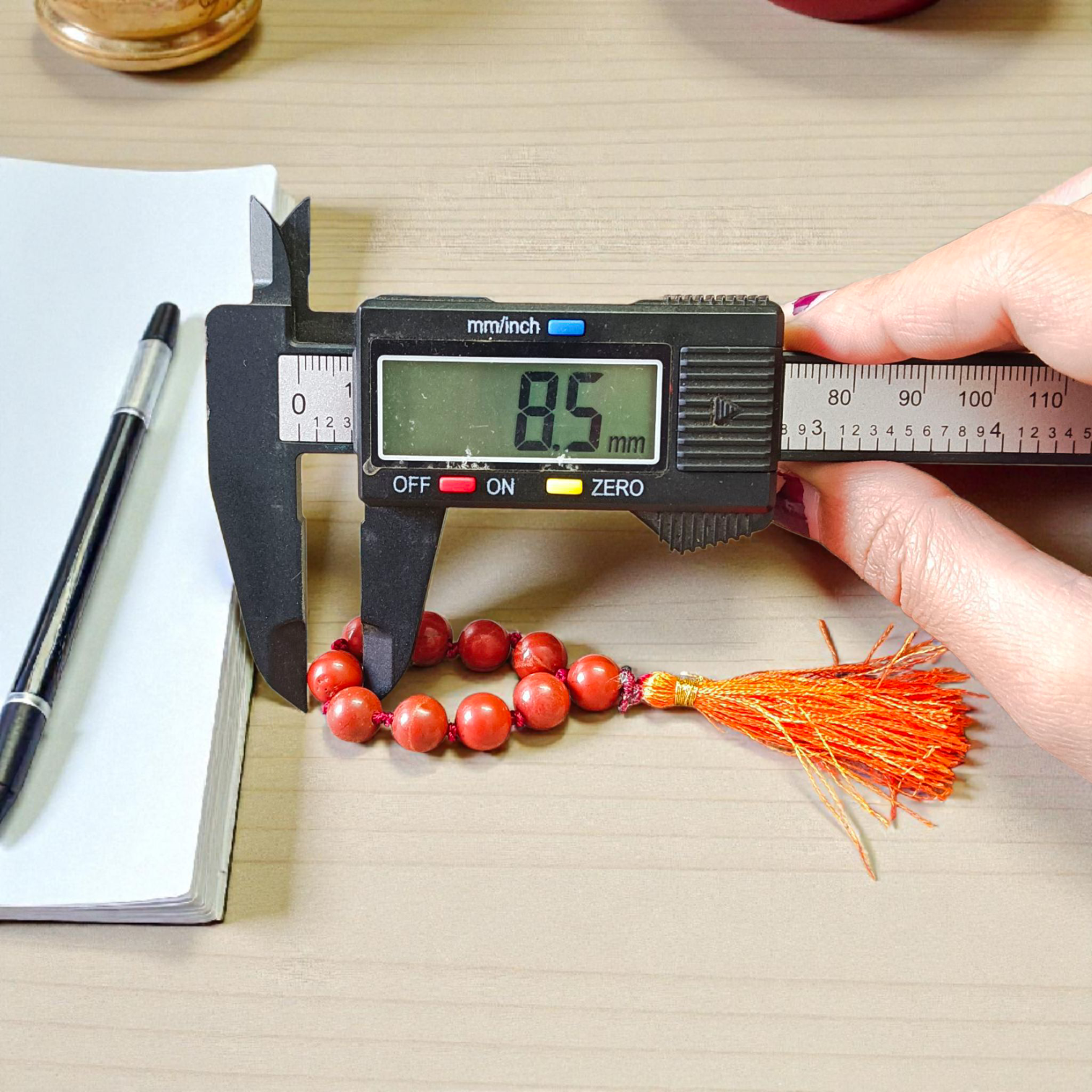 Natural Red Jasper Finger Mala with 9+1 beads, 8MM, used for meditation, prayer, and Reiki sessions