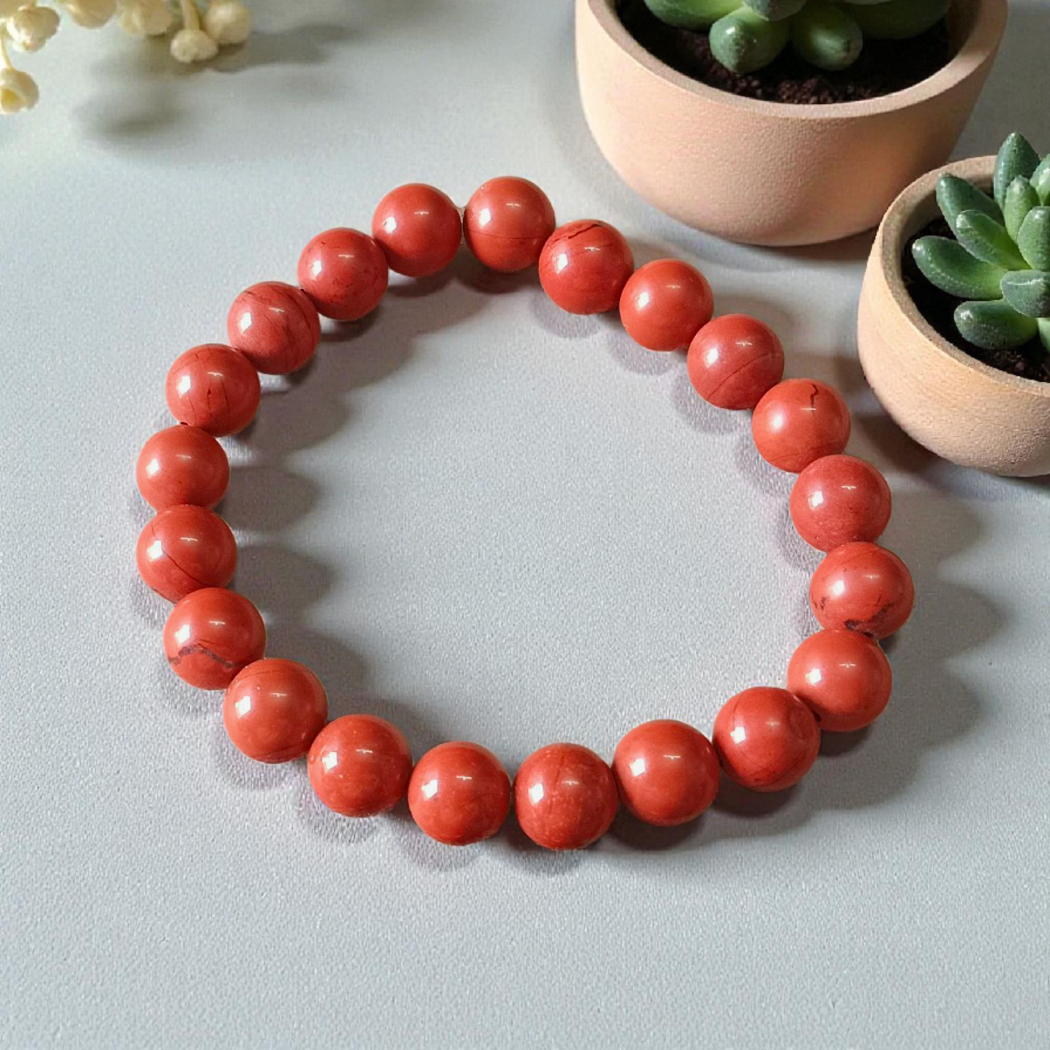 Natural Red Jasper Stretchable Bracelet with 8MM beads for meditation, Reiki, and energy healing