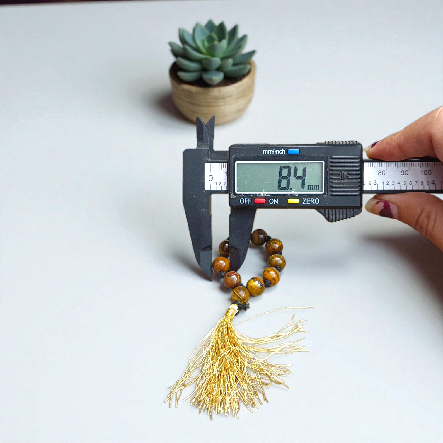 Natural Tiger Eye Finger Mala 9+1 Beads, 8mm Size – Lab Certified Meditation and Chanting Stone Beads for Strength and Focus from Timeshopee