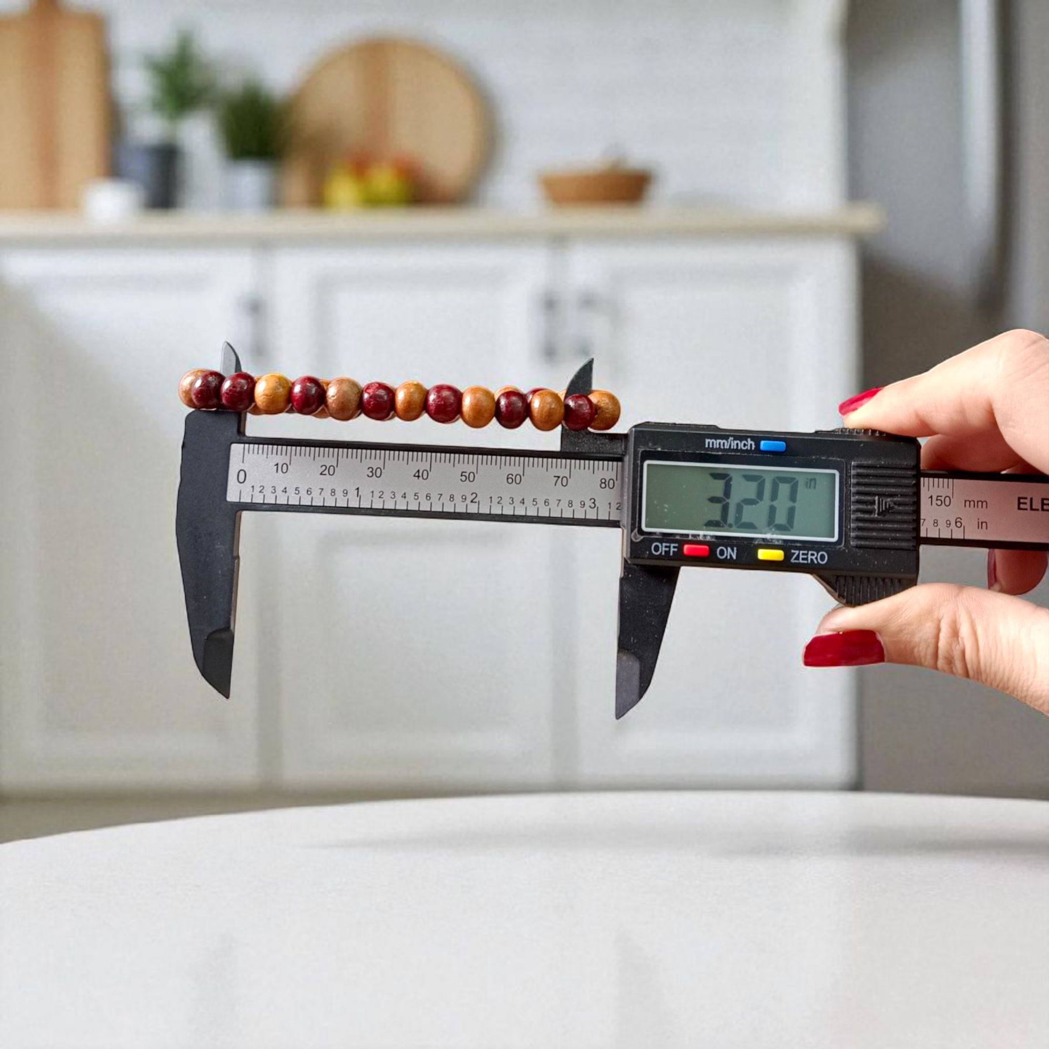 Natural White & Red Sandalwood Bracelet with 8mm round beads, handcrafted with stretchable elastic and lab certification, ideal for spiritual and daily use