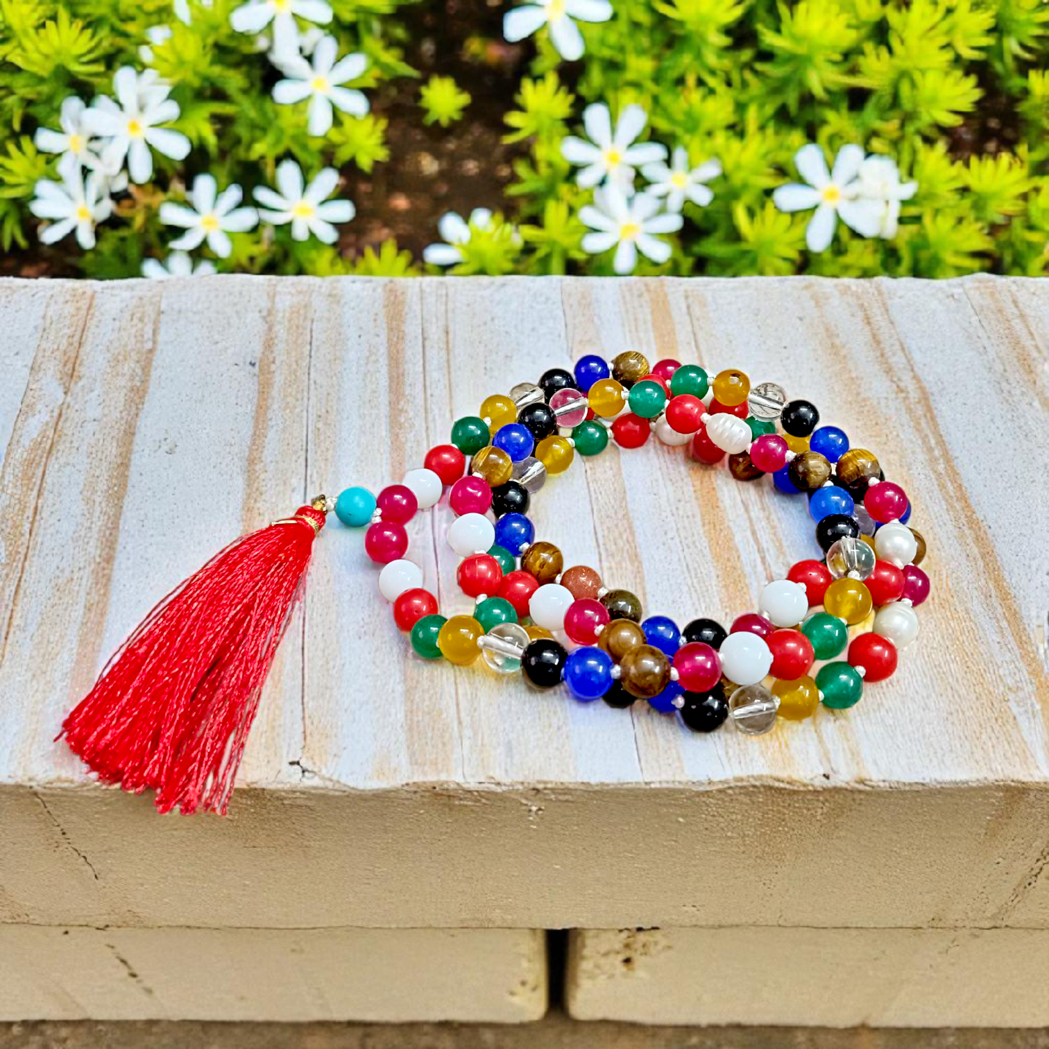 Navratan Navgrah Mala with 108+1 Lab Certified 8MM Gemstone Beads – Ideal for Astrology, Prosperity, and Spiritual Healing