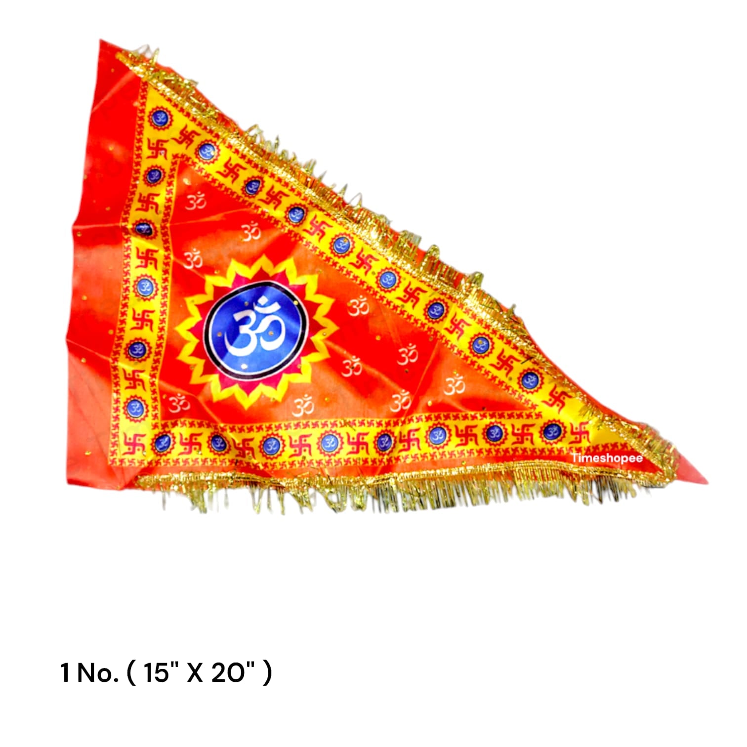 Orange Om Jhanda featuring the sacred Om symbol, perfect for spiritual decoration.